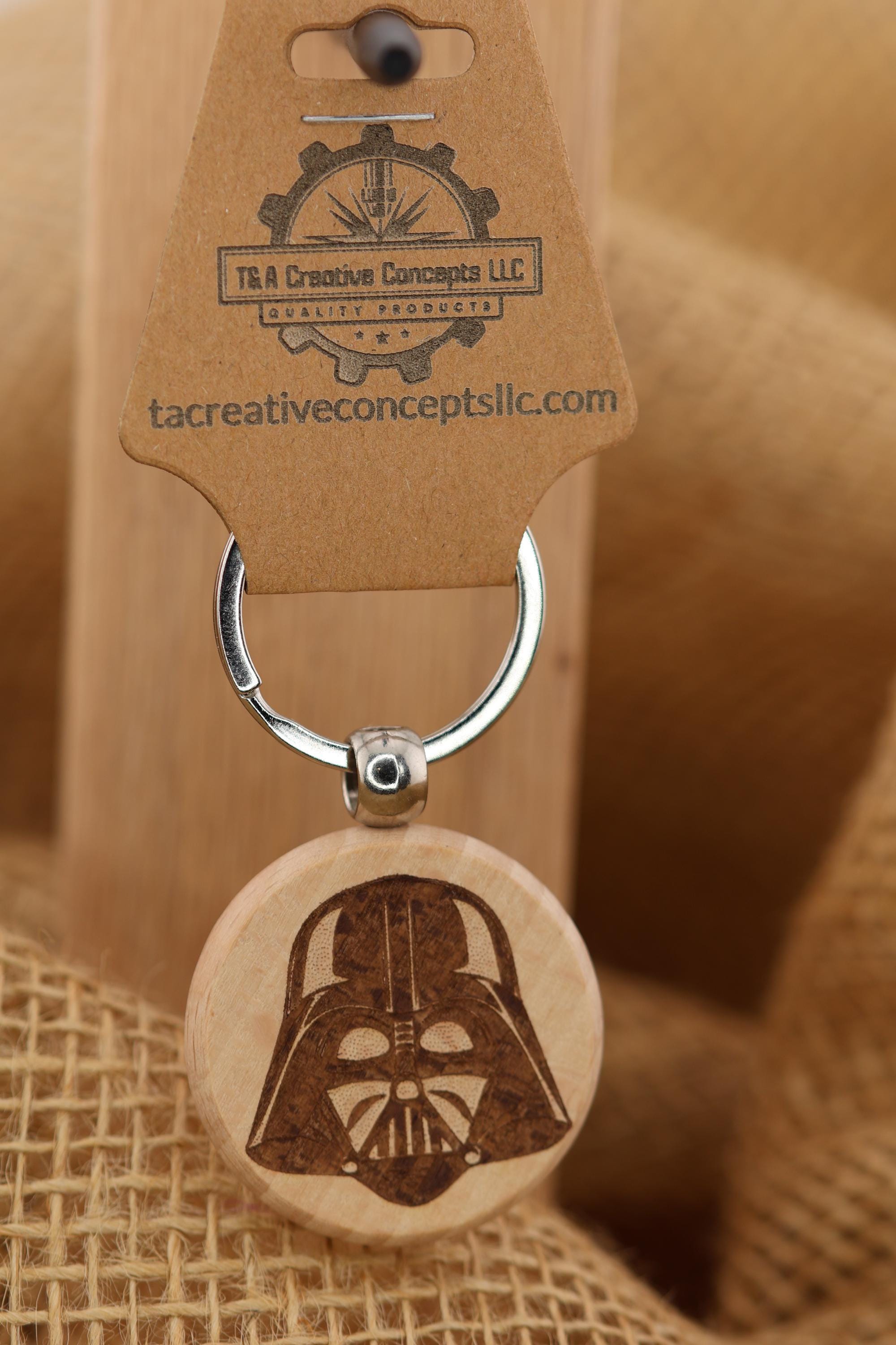 Darth Vader Keychain – Double-Sided Laser Engraved Hardwood Star Wars Accessory