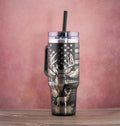 40oz Insulated Tumbler - Laser Engraved Buck And Flag Design | Stainless Steel Cup