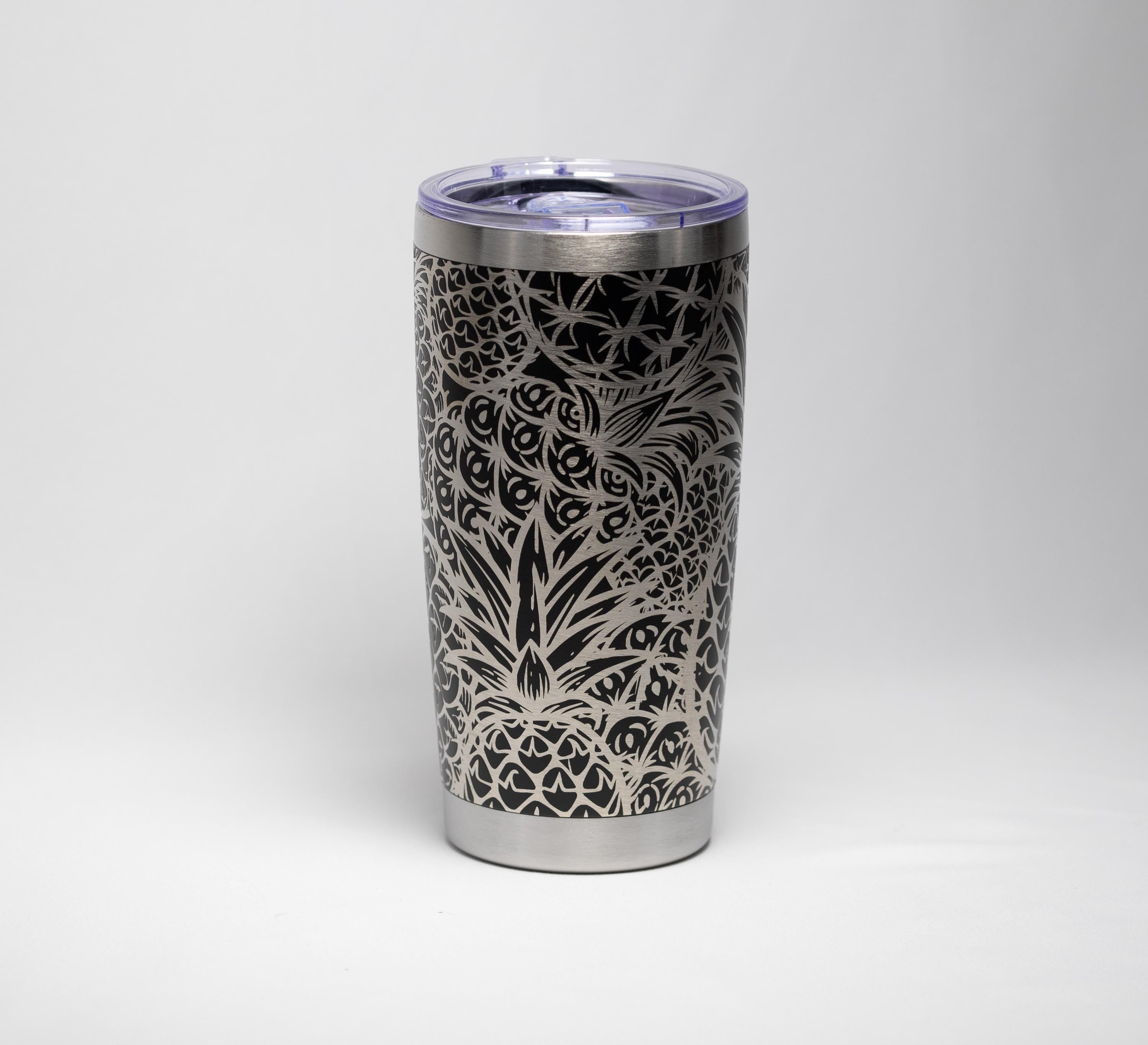 Travel Tumbler – Stainless Steel Cup With Pineapple Engraved Design, 20oz Insulated Drinkware