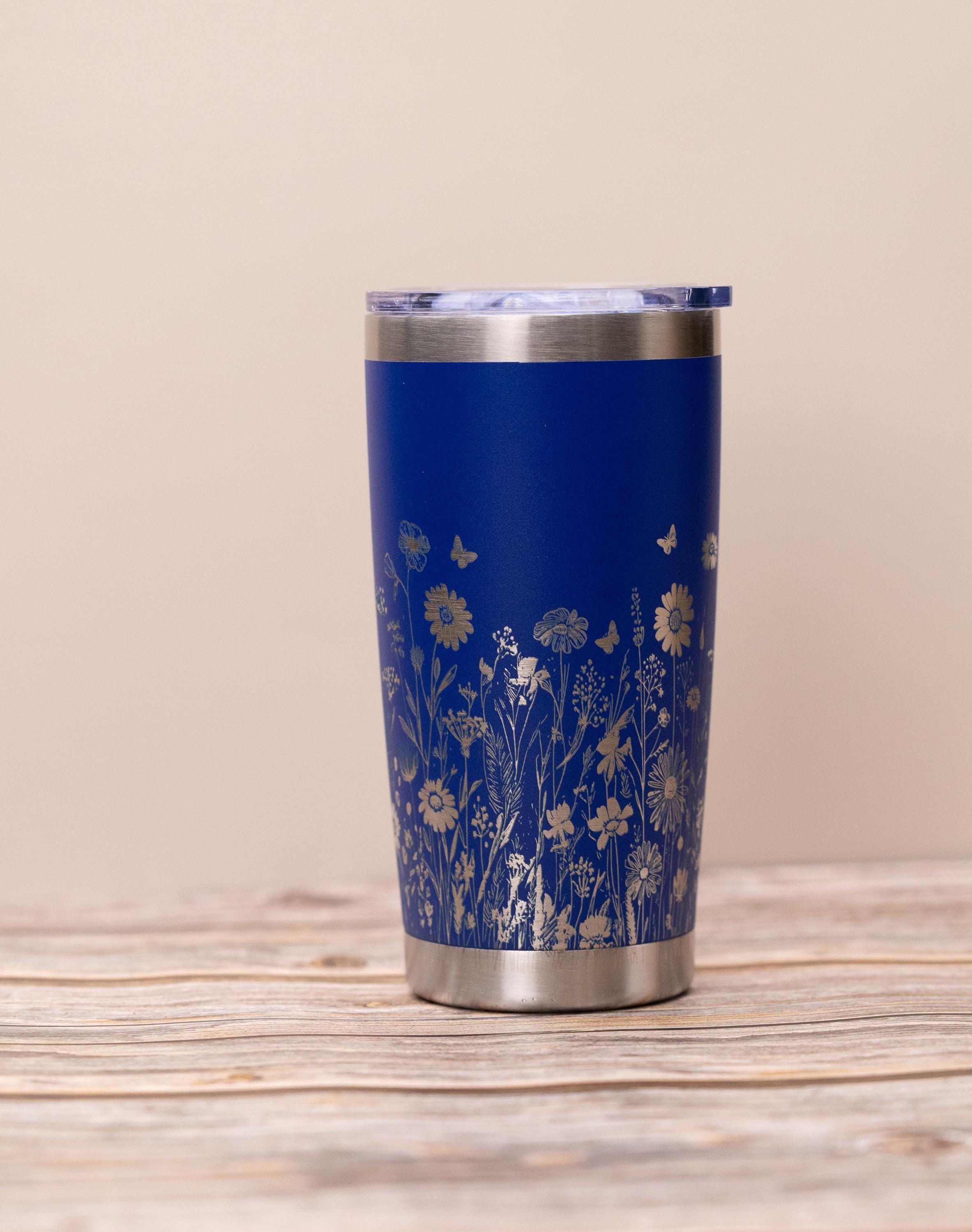Wildflower Tumbler – 20oz Double Wall Insulated Stainless Steel Cup With Floral Wrap Design