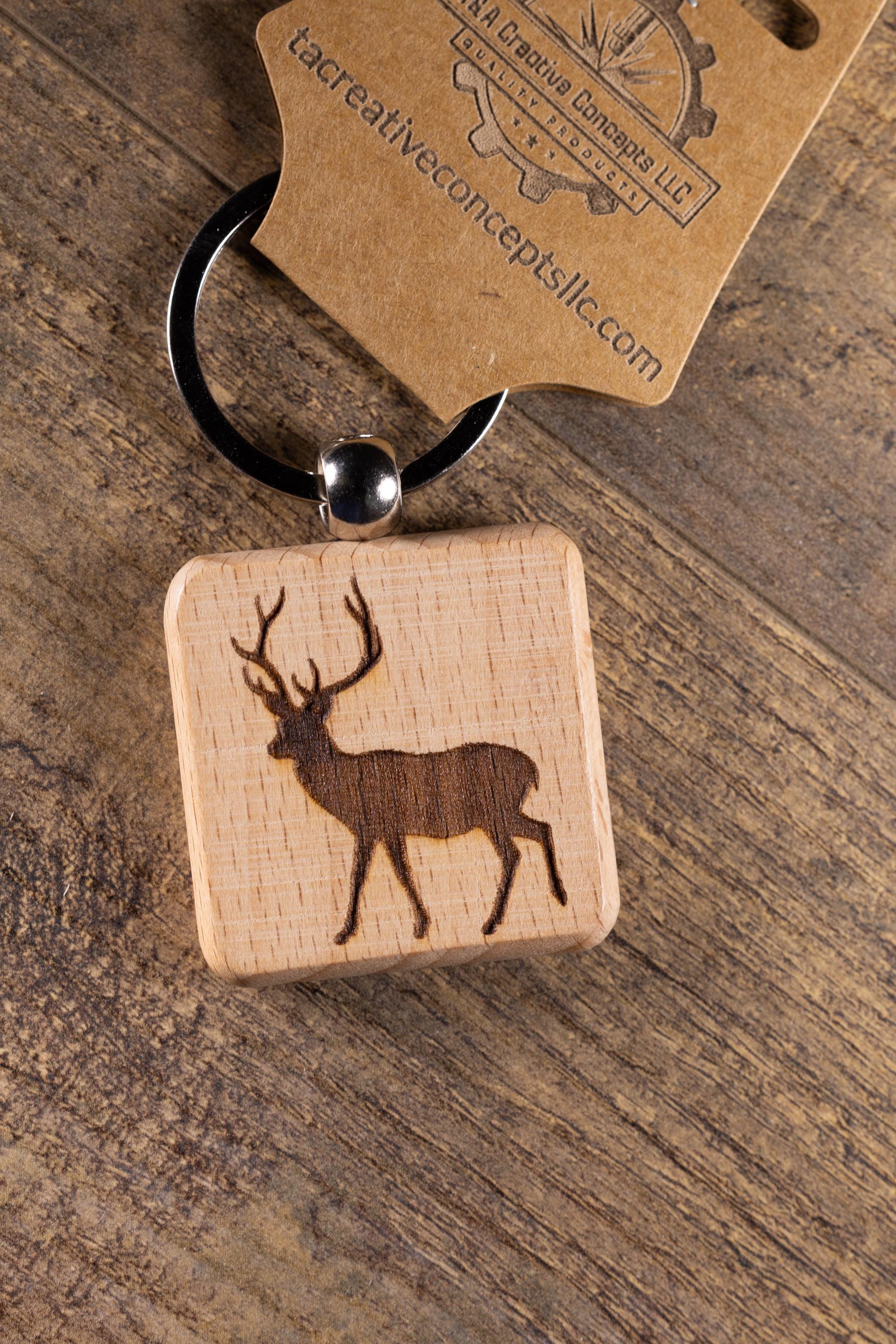 Buck Keychain Wood – Laser Engraved Buck Design Rustic Outdoor Charm