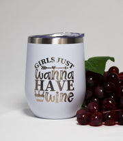 Wine Tumbler - 12 oz Stainless Steel Cup | Laser Engraved Girls Night Tumbler