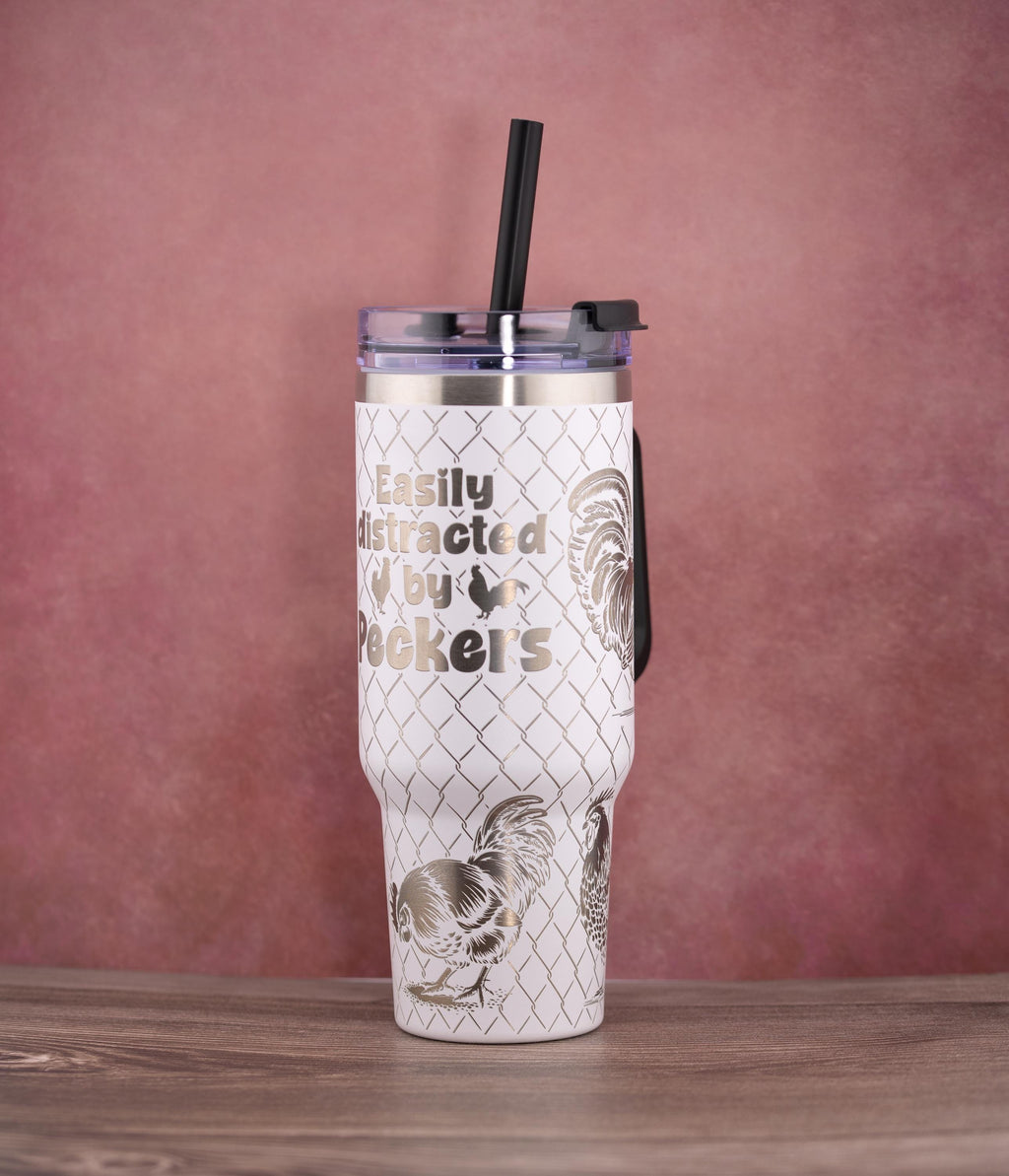 40oz Stainless Steel Tumbler - Double Wall Insulated Drink Cup with Straw Lid