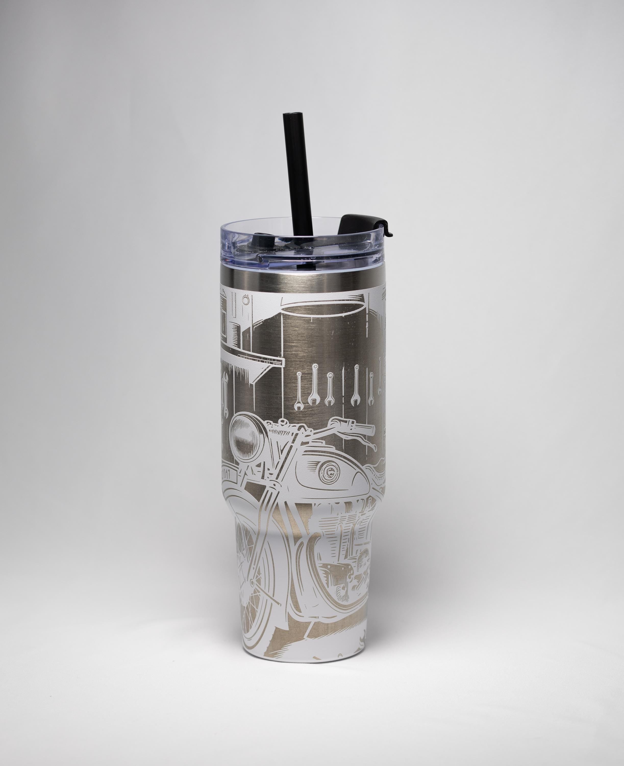 Biker Style Tumbler – 40 oz Vacuum Insulated Cup | Stainless Steel, Powder Coated Finish