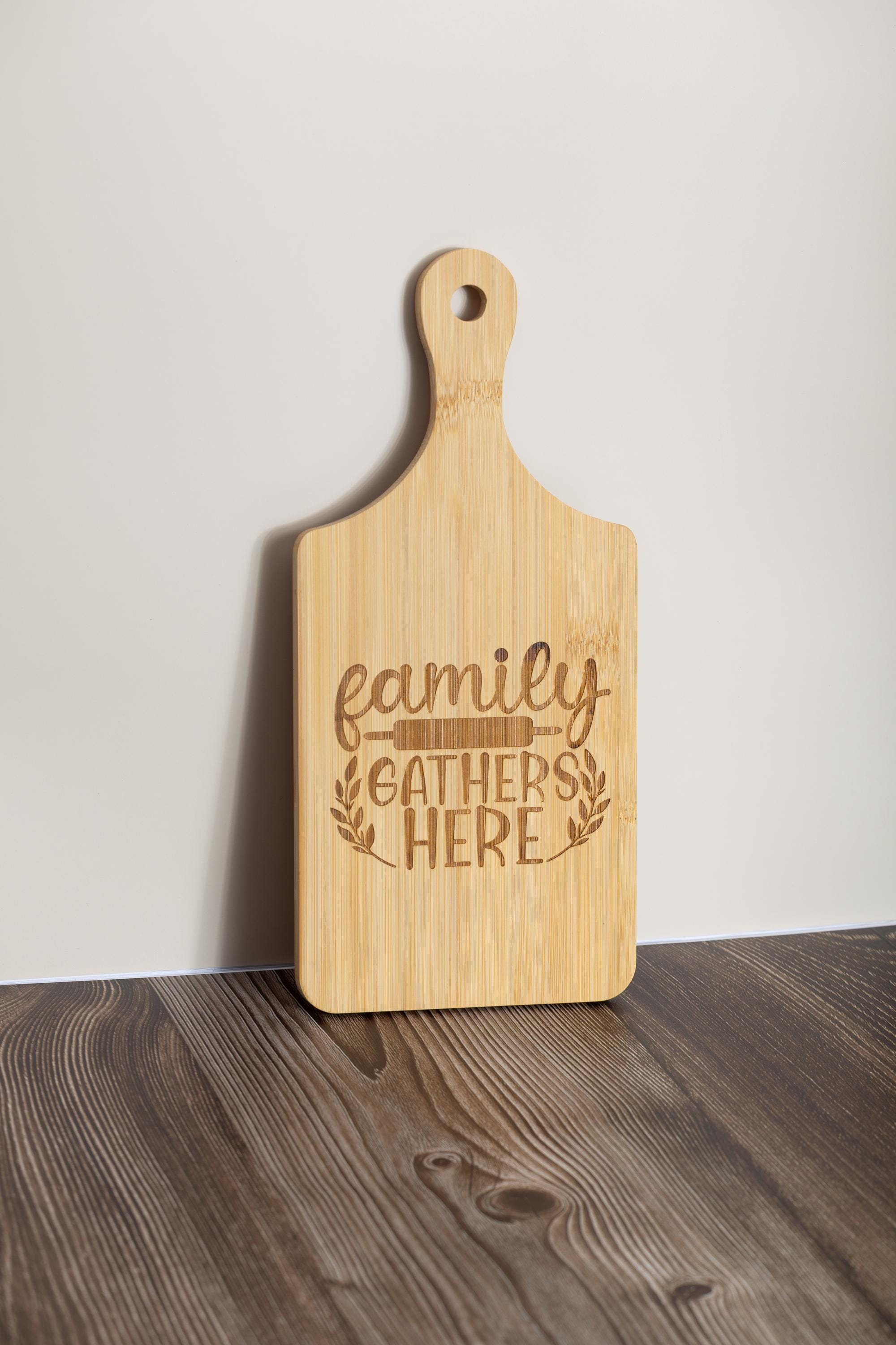 Laser Engraved Bamboo Board – Rustic Kitchen Decor, Family Kitchen Gift 5x11