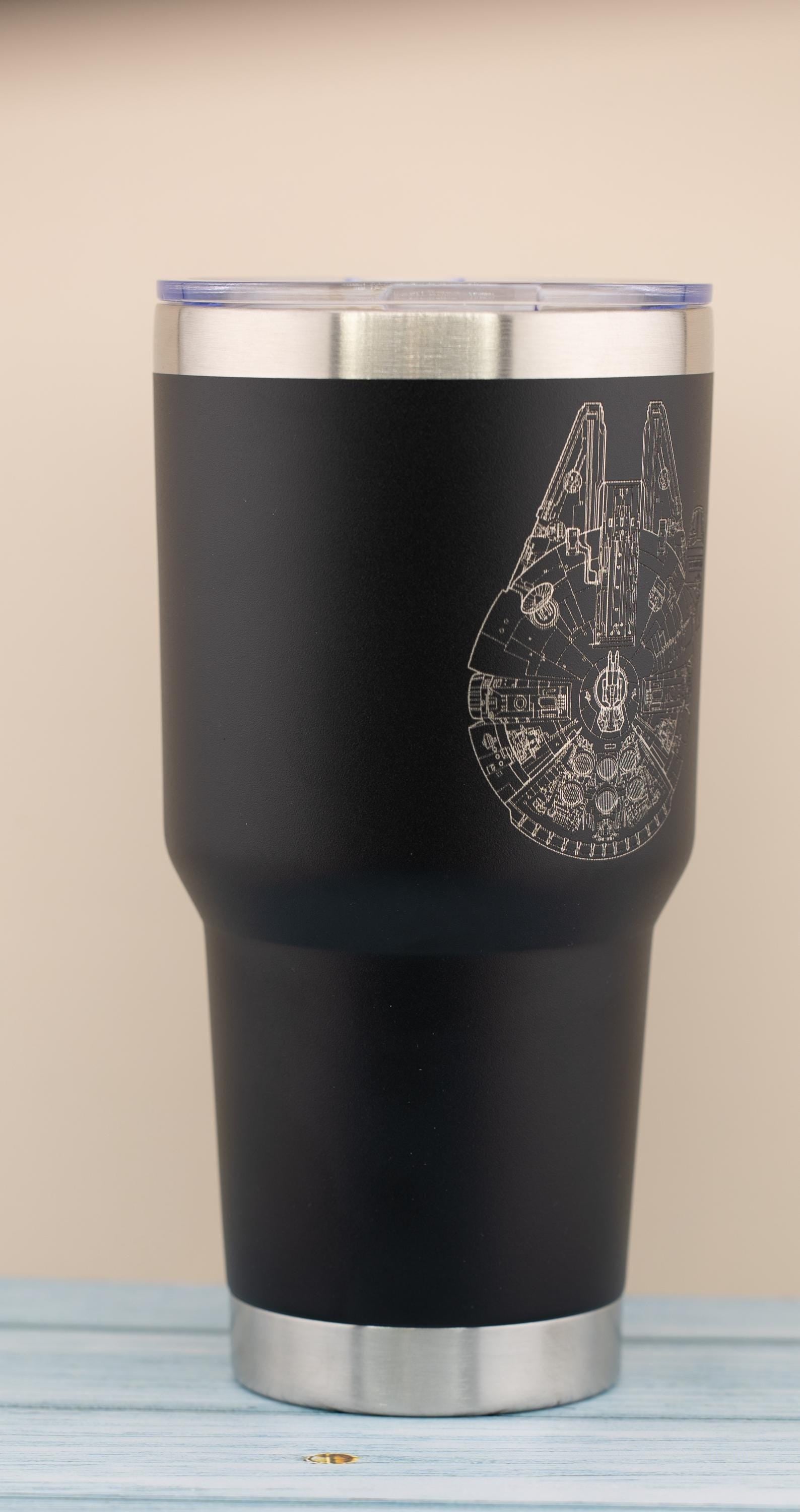 Millennium Falcon Travel Cup – Insulated Stainless Steel Tumbler, Laser Engraved Design