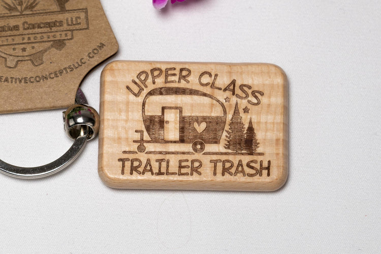 Wood Keychain – Double Sided Engraved Camper Accessory | Rustic Boujee Trailer Gift