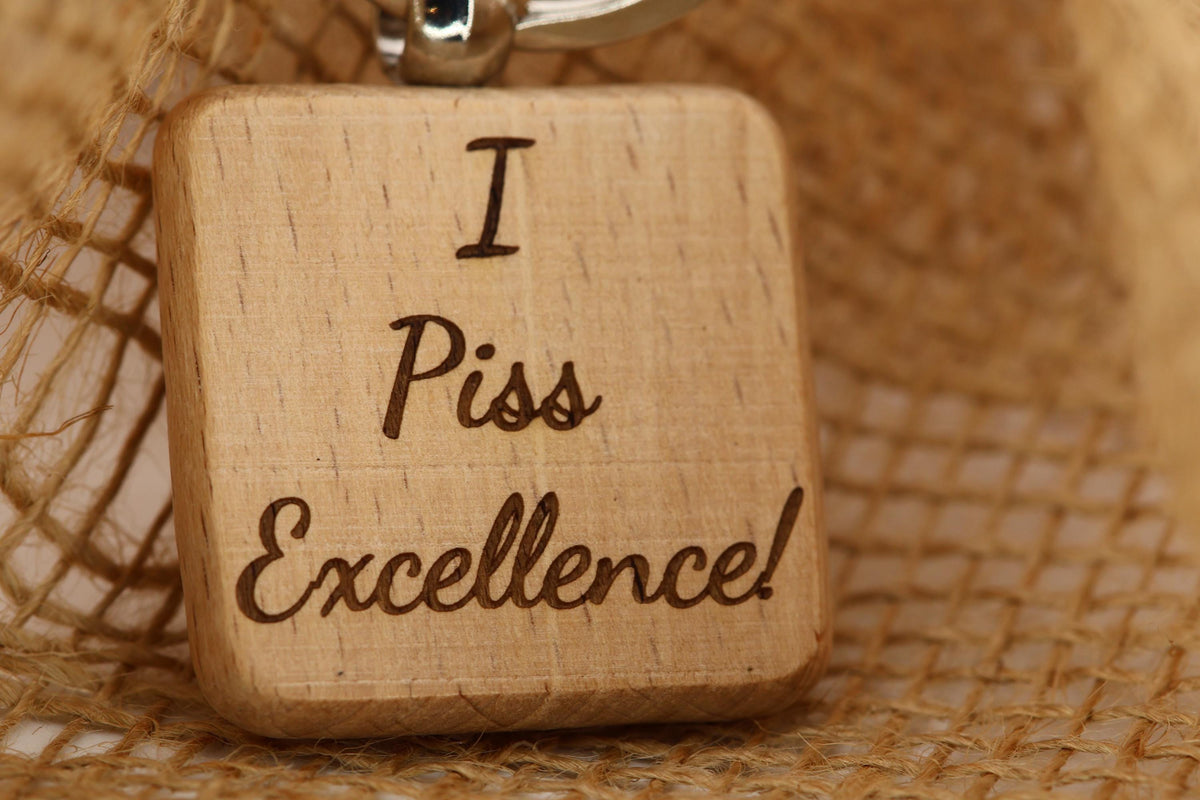 Humor Wooden Keychain – Double Sided Laser Engraved Natural Hardwood Accessory