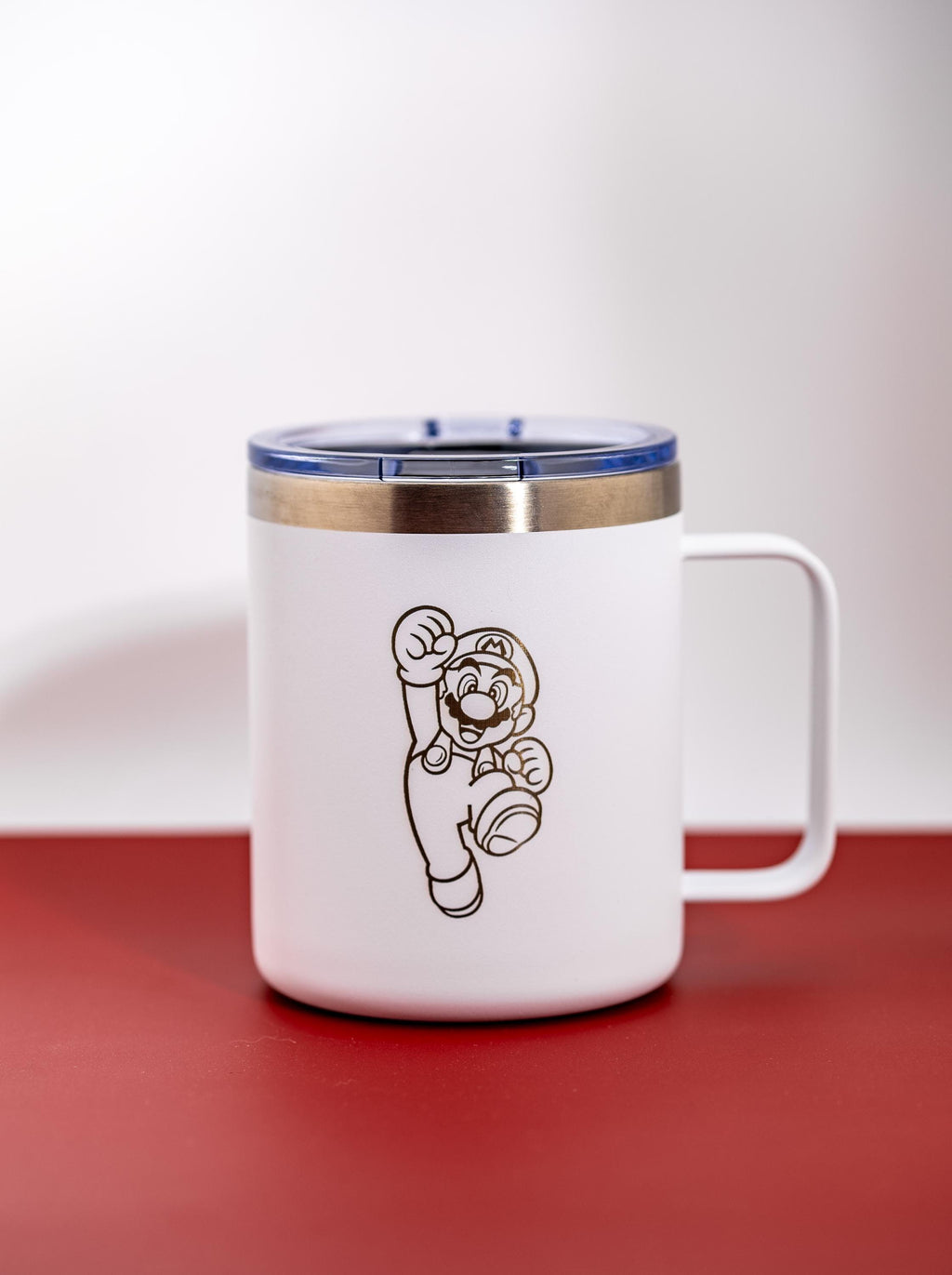 Insulated Stainless Steel Mug – Laser Engraved Mario Coffee Cup, Spill Resistant Lid