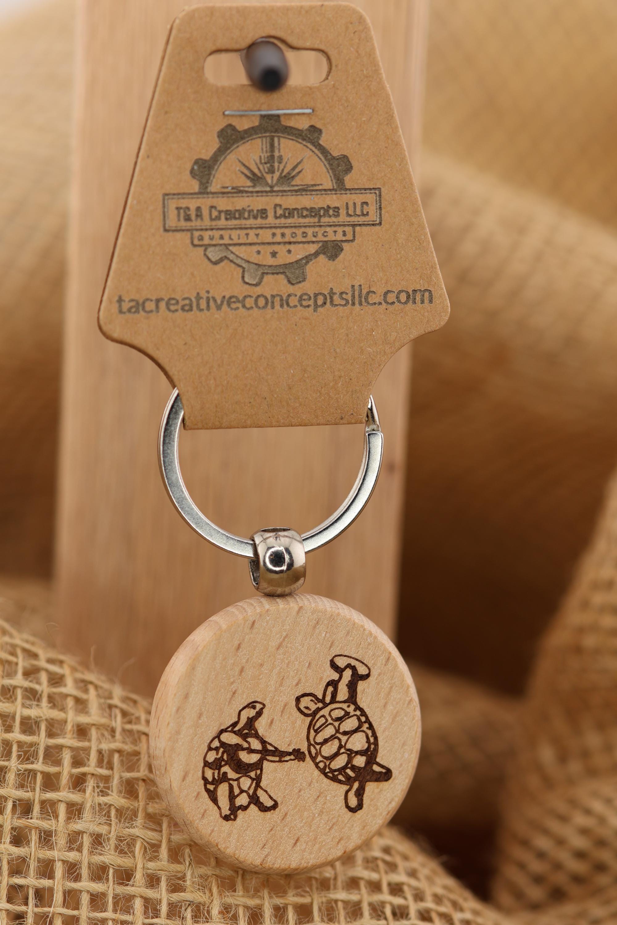 Grateful Dead Keychain - Dancing Turtles Design Hardwood Bag Charm with Rustproof Steel Ring