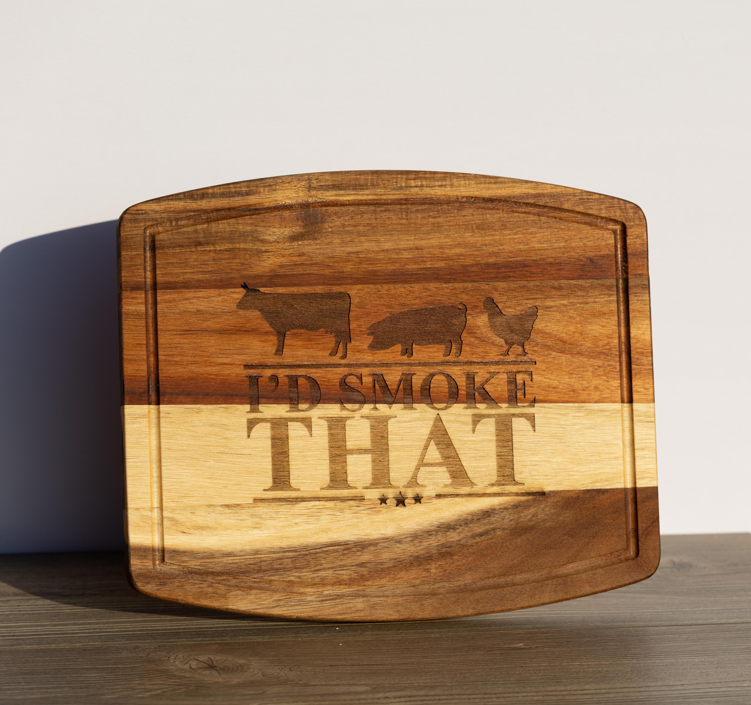 Funny BBQ Cutting Board – Acacia Wood 10x12 | Laser Engraved Grill Prep Gift