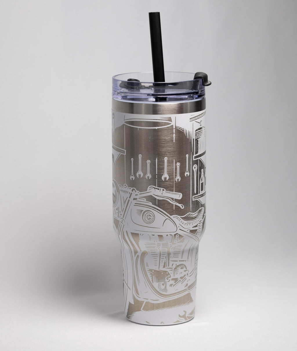 Biker Style Tumbler – 40 oz Vacuum Insulated Cup | Stainless Steel, Powder Coated Finish