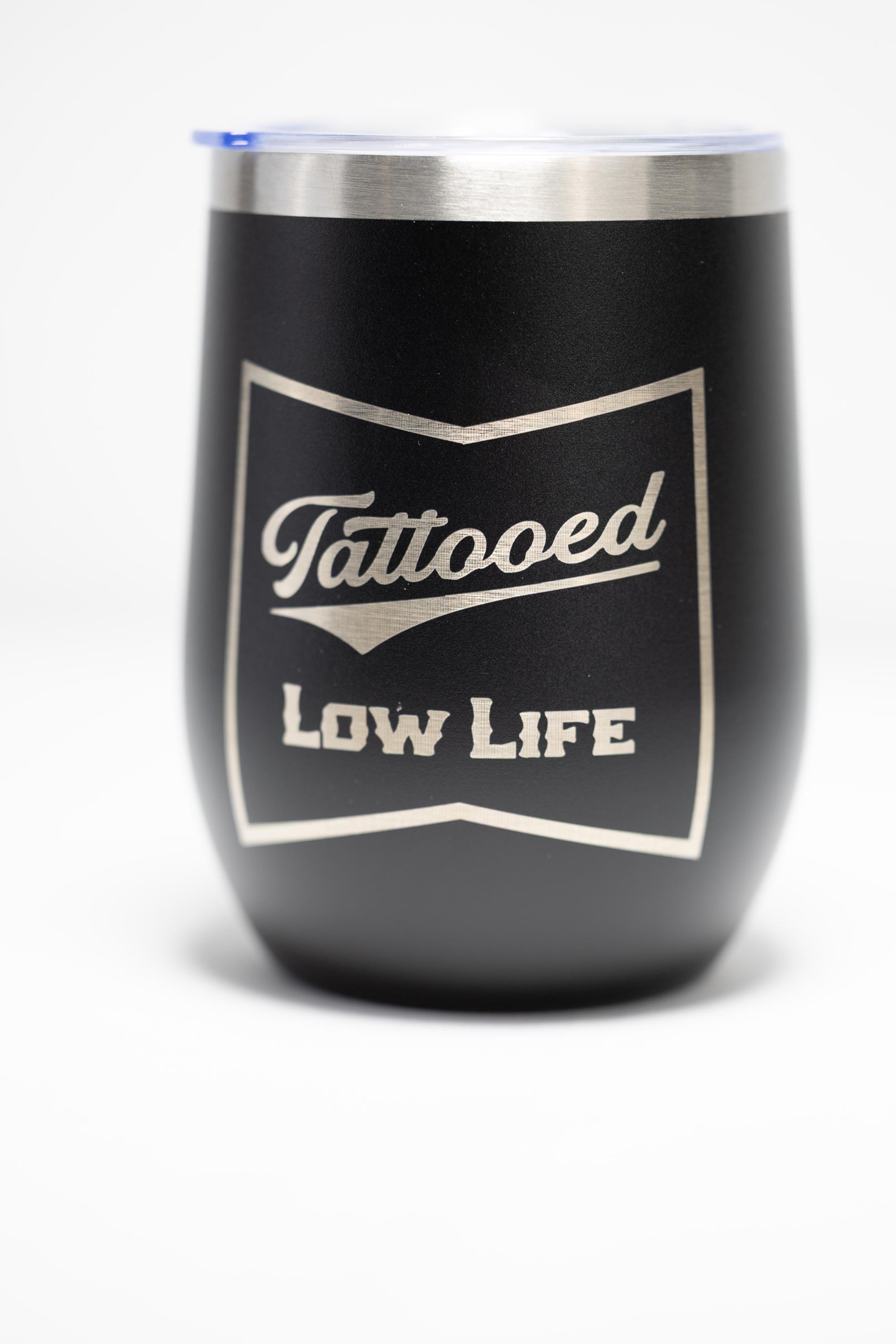 Tattoo Wine Tumbler – 12 oz Stainless Steel Double Wall Insulated Cup