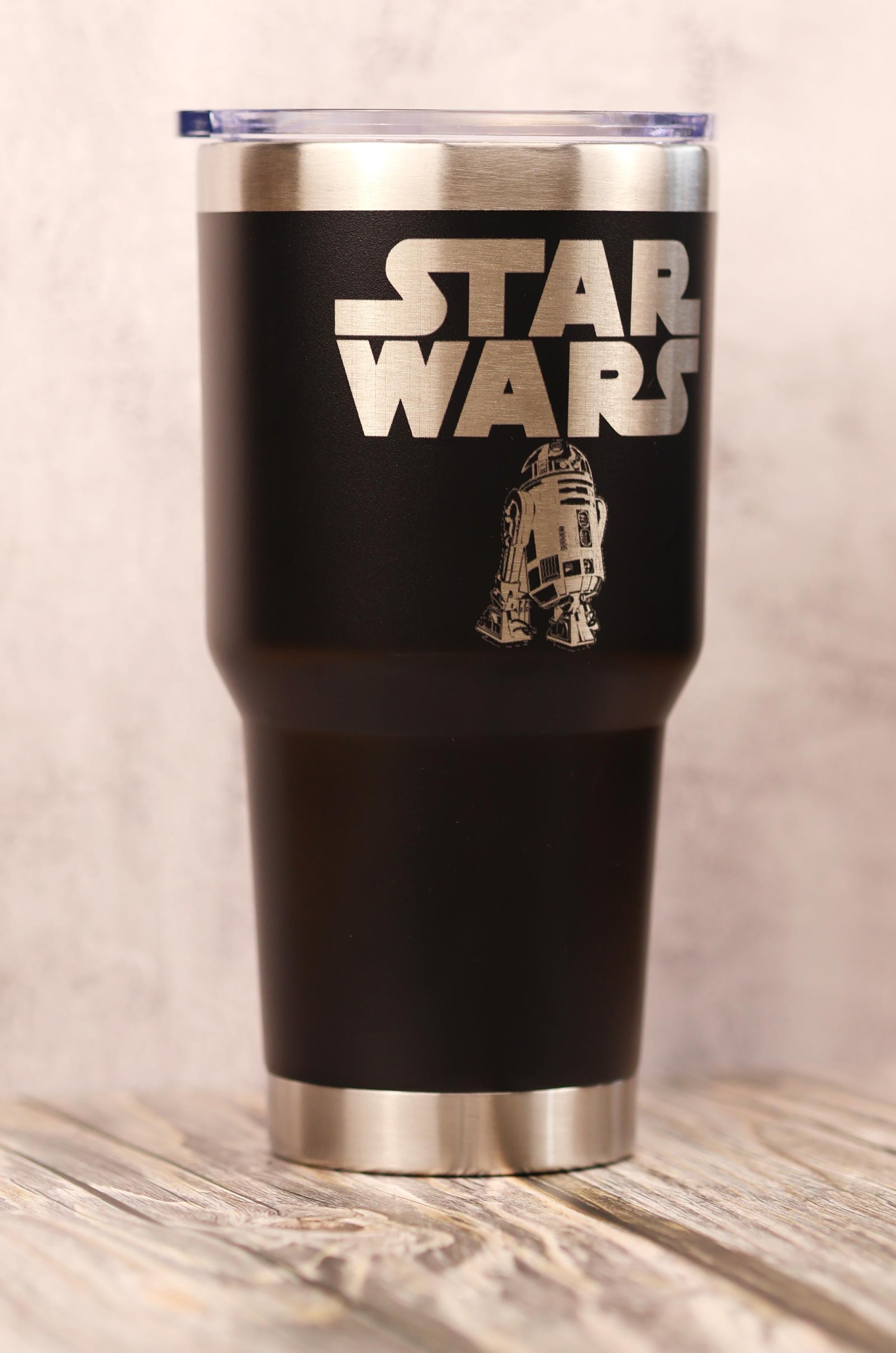 R2-D2 Travel Tumbler - 30oz Insulated Stainless Steel Vacuum Cup With Clear Lid