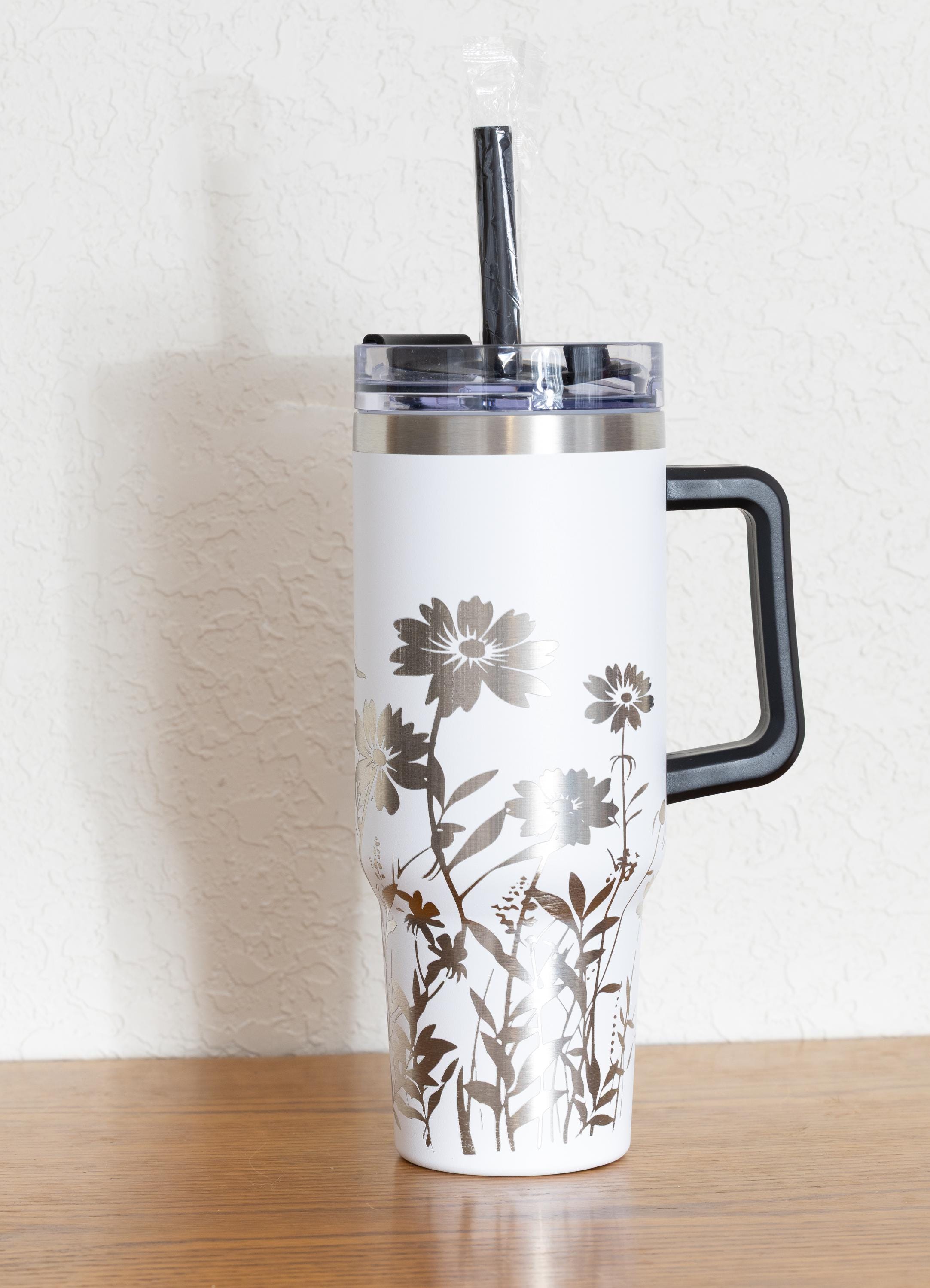 Stainless Steel Tumbler - 40oz Insulated Travel Cup With Laser Engraved Design