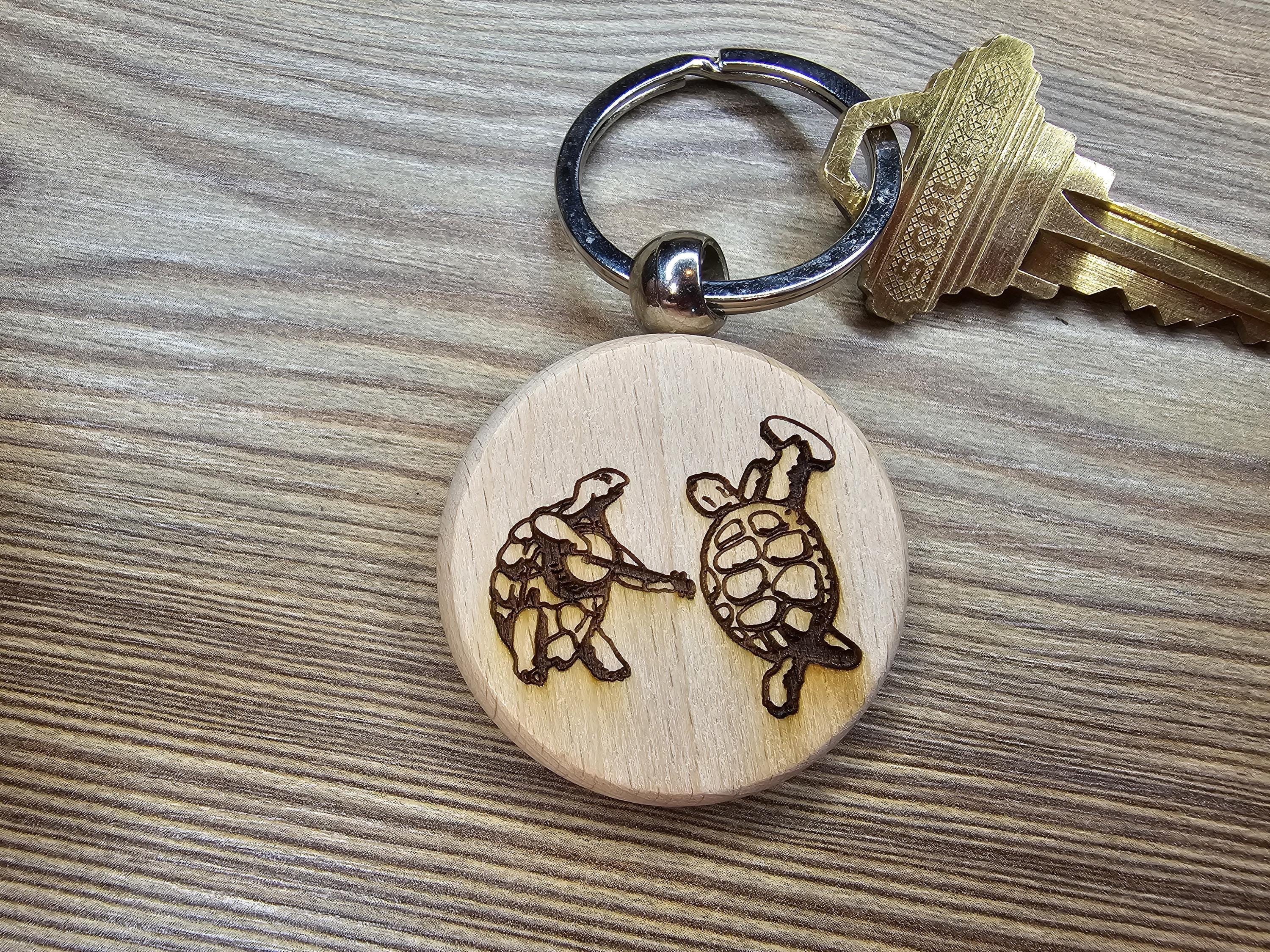 Grateful Dead Keychain - Dancing Turtles Design Hardwood Bag Charm with Rustproof Steel Ring