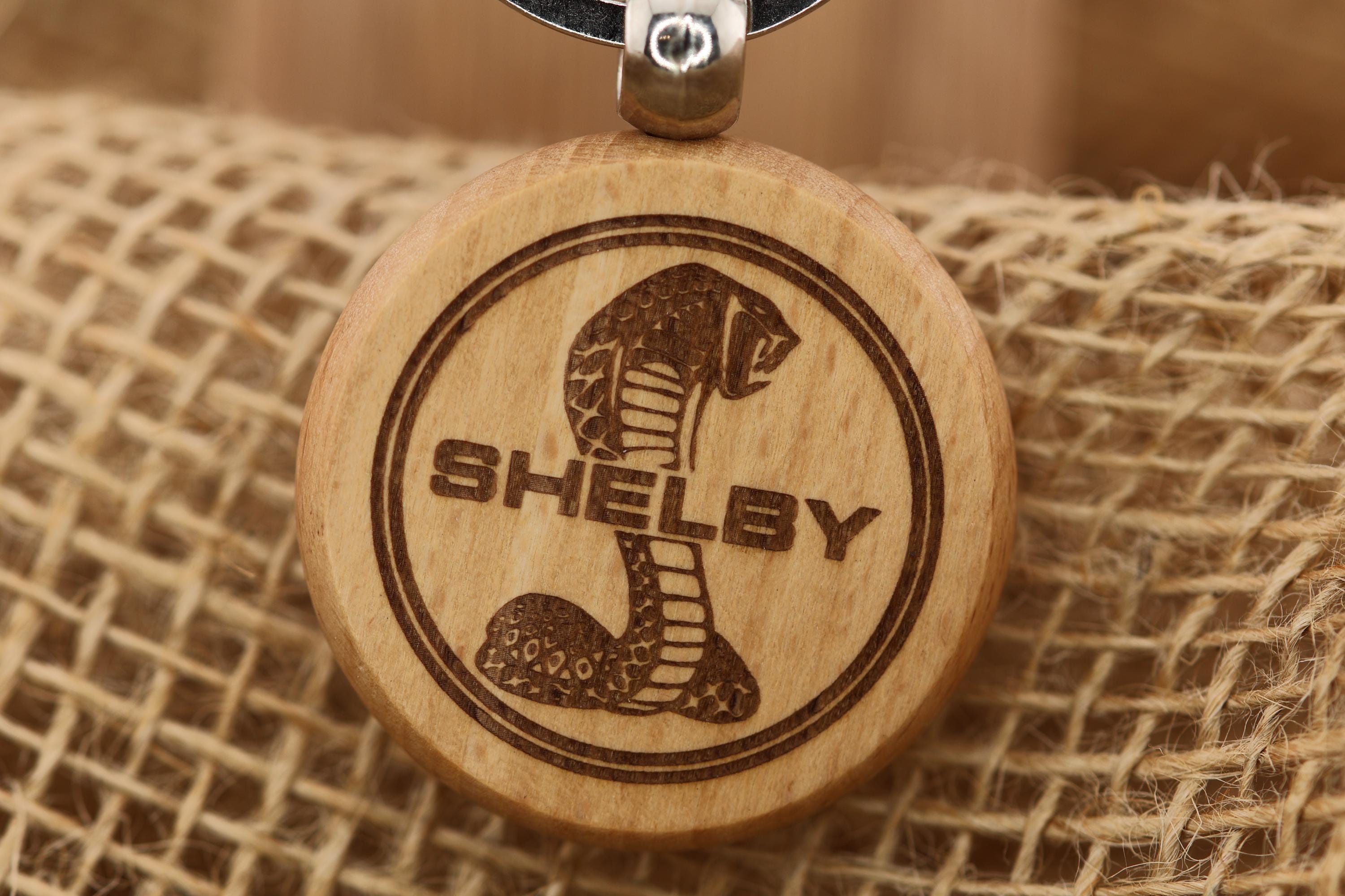 Shelby Cobra Keychain – Hardwood Double-Sided Engraved Car Lover Gift Idea