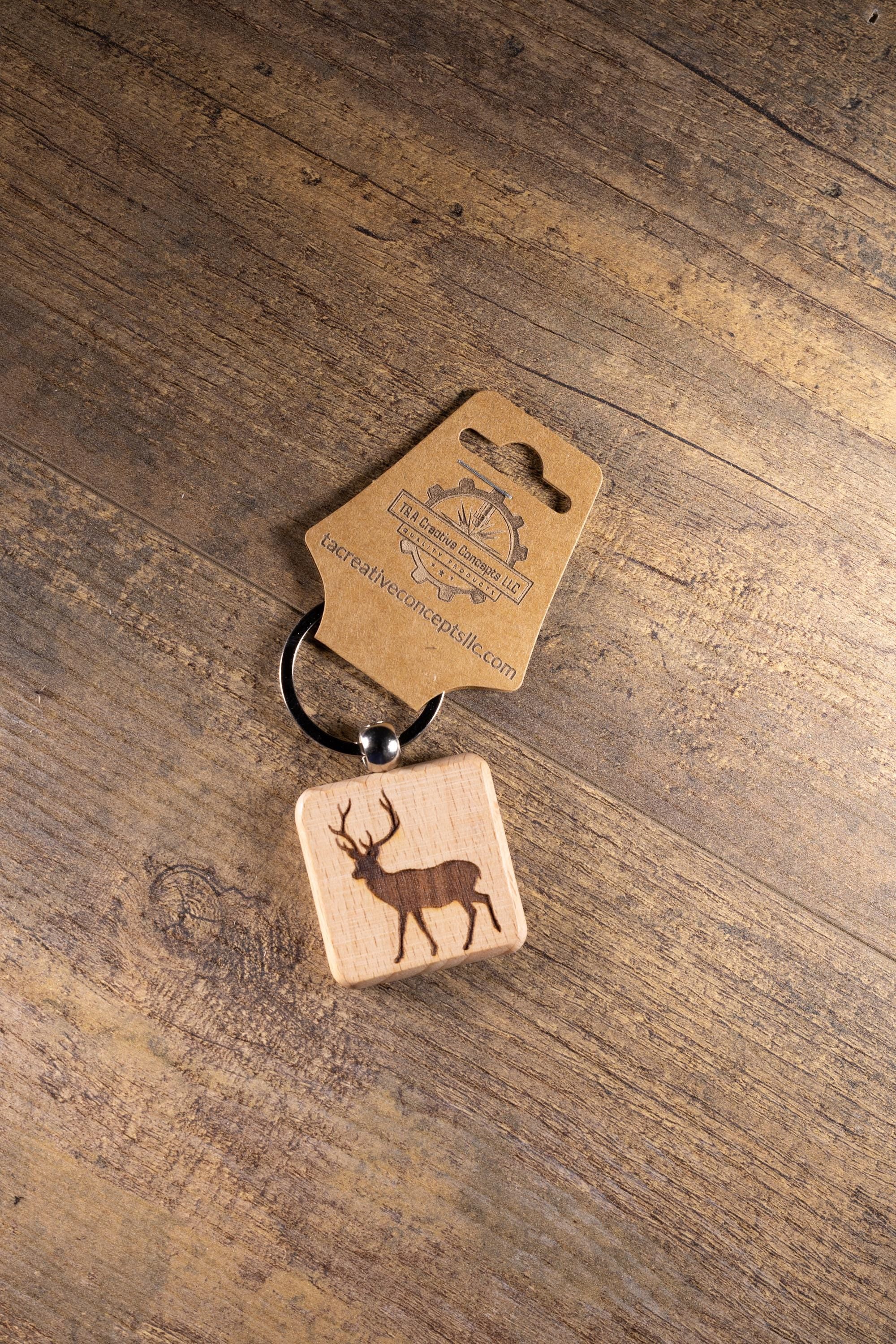 Buck Keychain Wood – Laser Engraved Buck Design Rustic Outdoor Charm