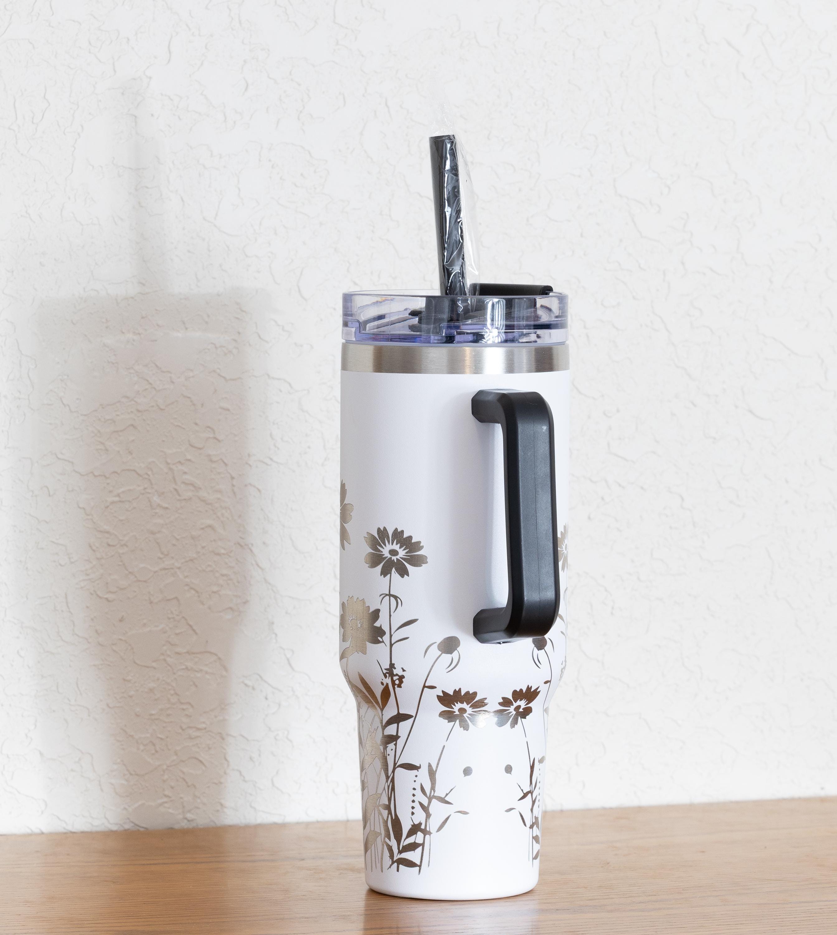 Stainless Steel Tumbler - 40oz Insulated Travel Cup With Laser Engraved Design