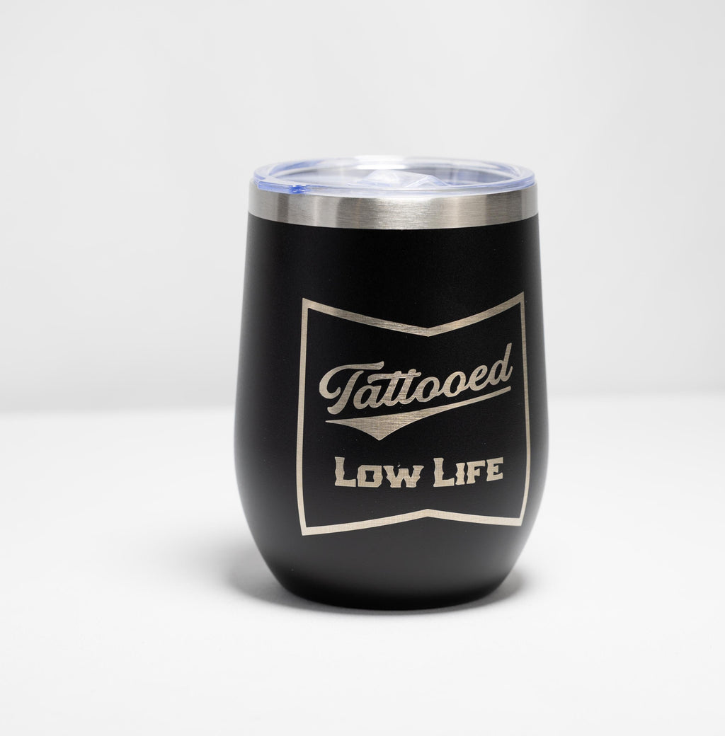 Tattoo Wine Tumbler – 12 oz Stainless Steel Double Wall Insulated Cup