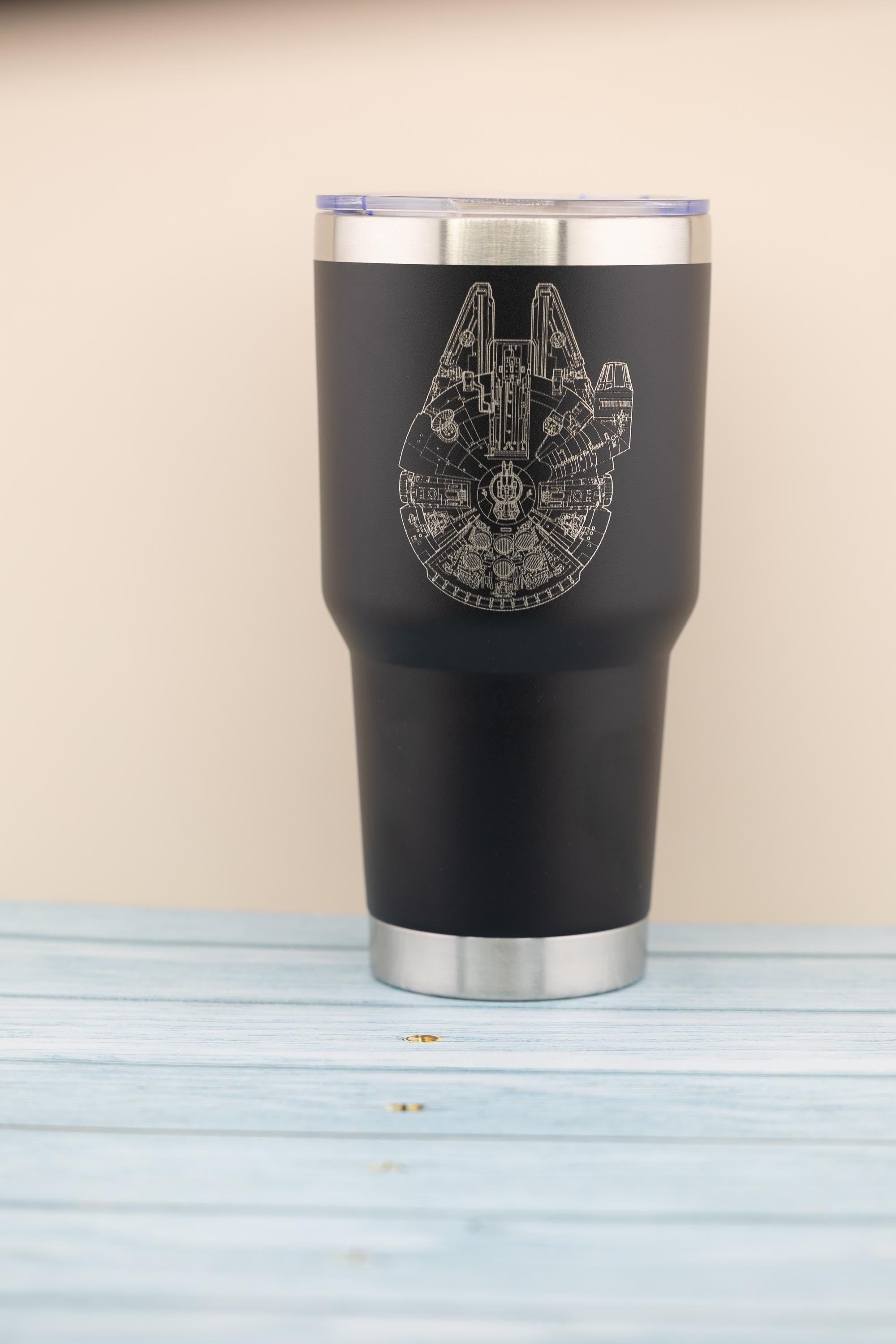 Millennium Falcon Travel Cup – Insulated Stainless Steel Tumbler, Laser Engraved Design
