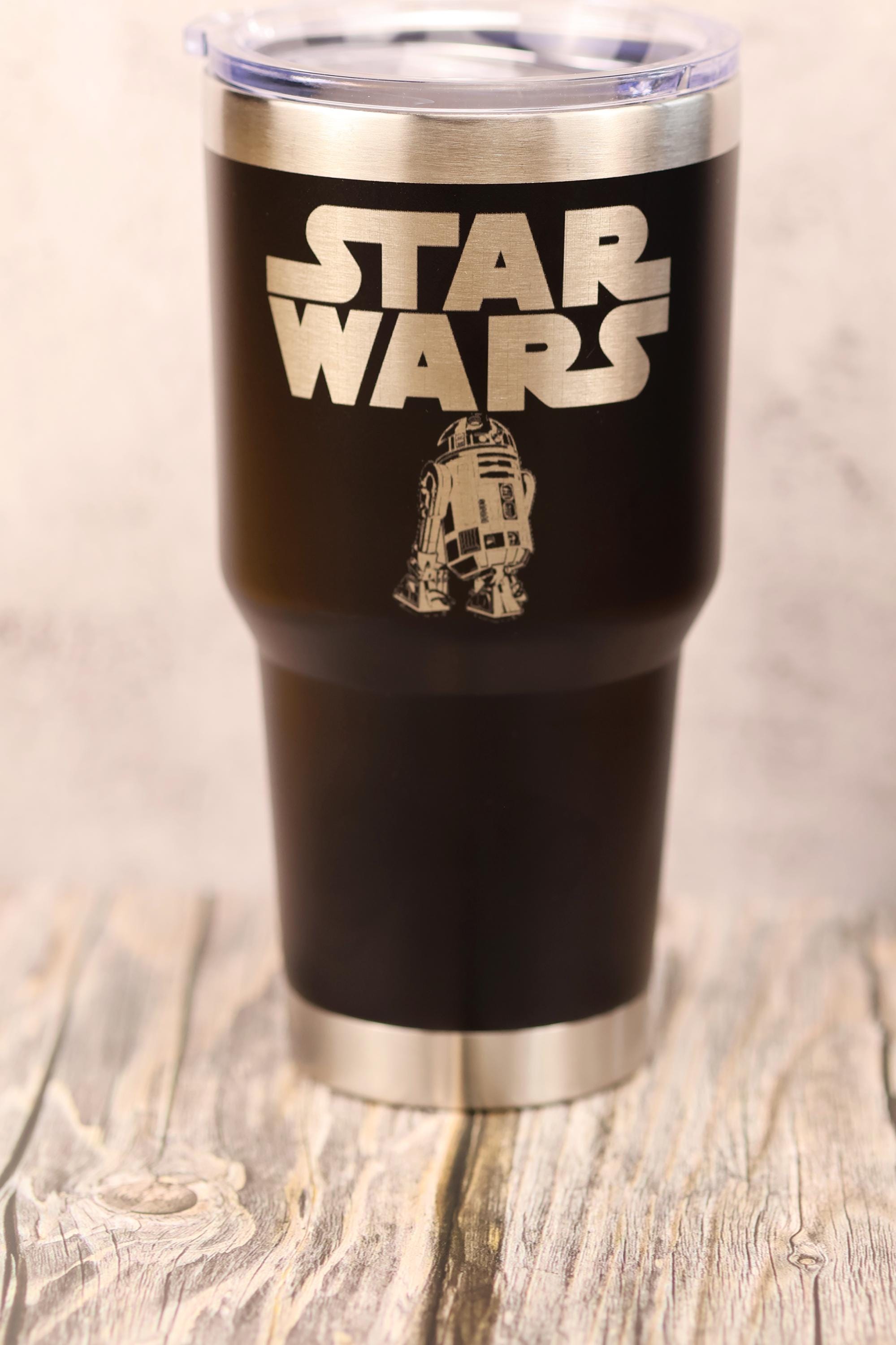 R2-D2 Travel Tumbler - 30oz Insulated Stainless Steel Vacuum Cup With Clear Lid