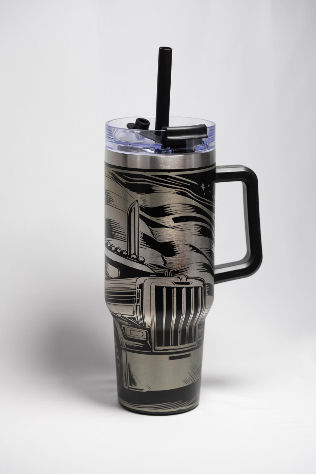 Semi Truck Travel Tumbler - 40oz Stainless Steel | Laser Engraved, Double Wall Insulation