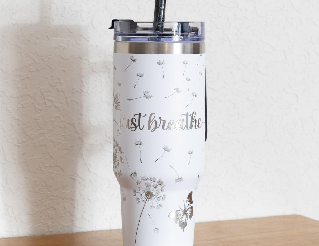 40oz Stainless Steel Tumbler – Large Vacuum Insulated Mug With Straw & Handle Grip