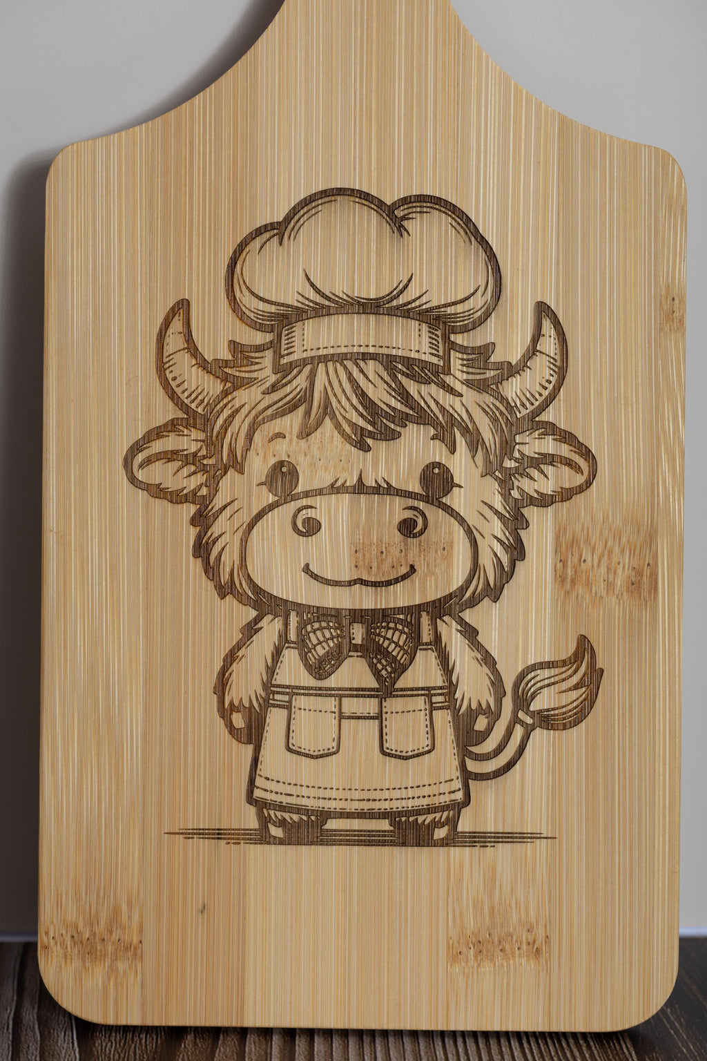 Highland Cow Cutting Board – Eco Friendly Bamboo, Small Rustic Kitchen Decor