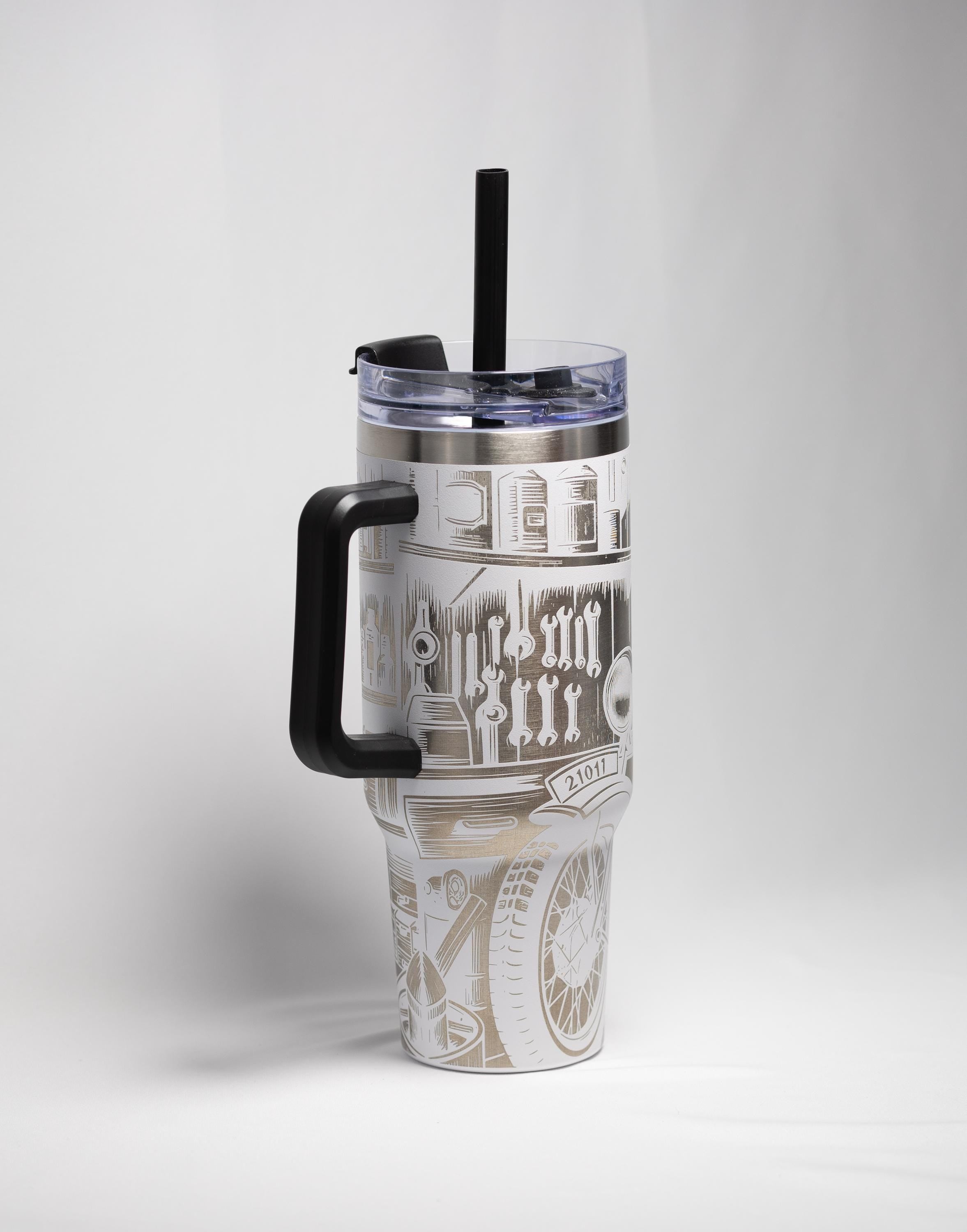 Biker Style Tumbler – 40 oz Vacuum Insulated Cup | Stainless Steel, Powder Coated Finish