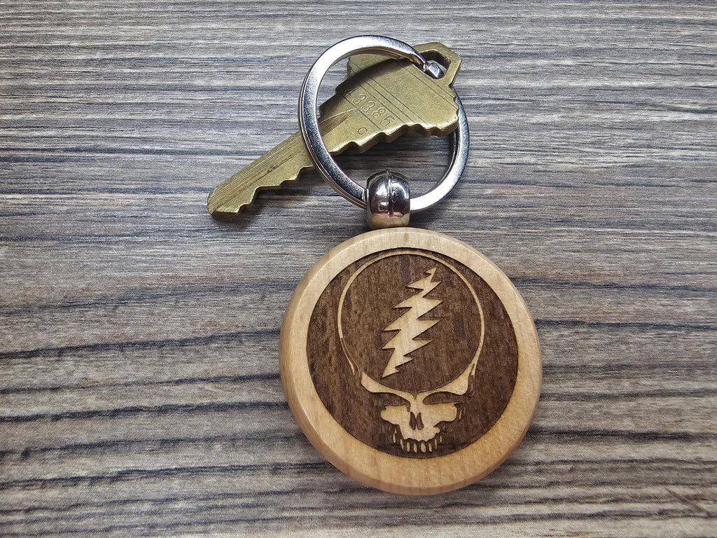 Grateful Dead Keychain – Steal Your Face Laser Engraved Hardwood Accessory