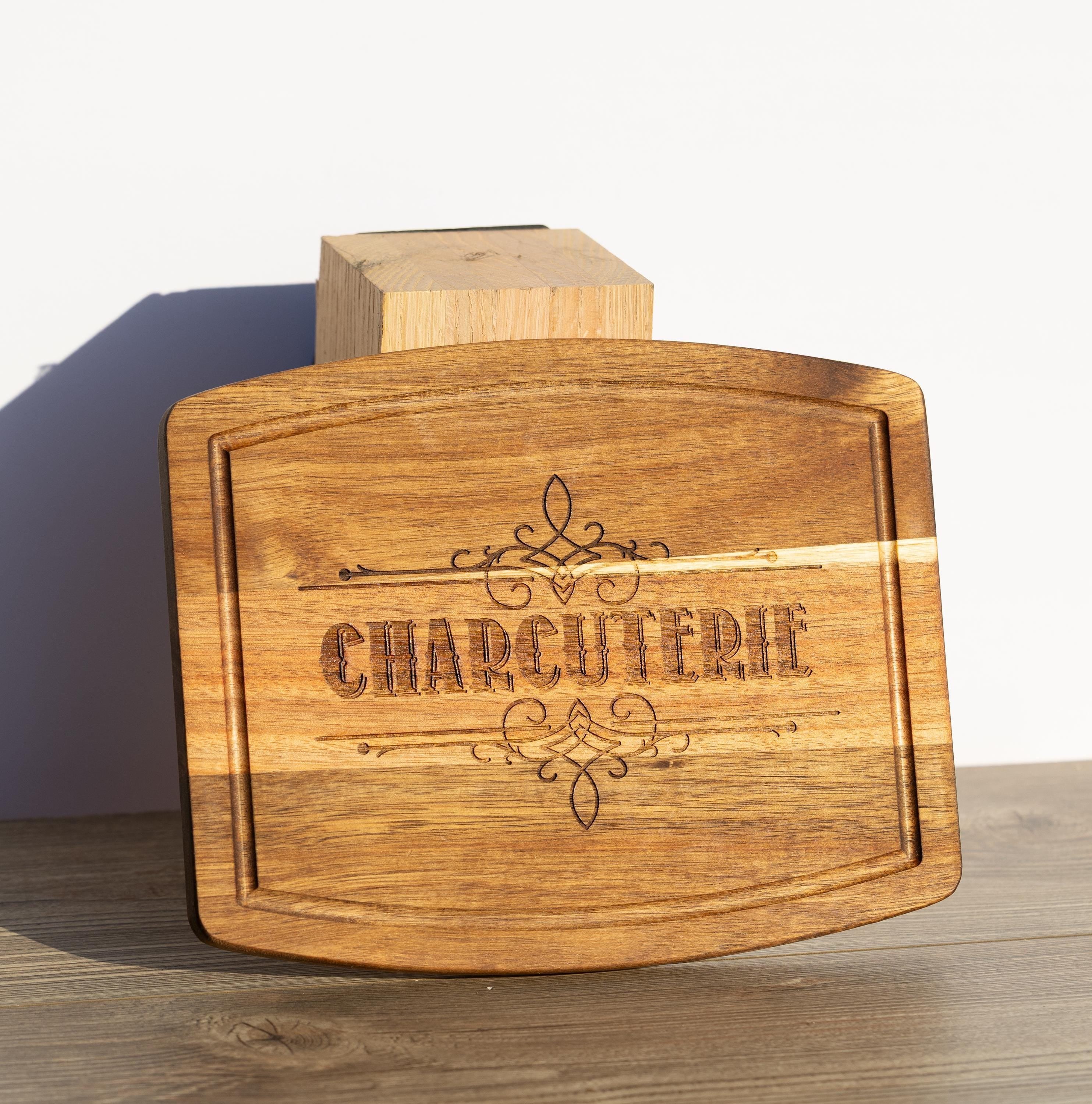 Acacia Wood Charcuterie - Rustic Laser Engraved Serving Tray 8x10 Inches
