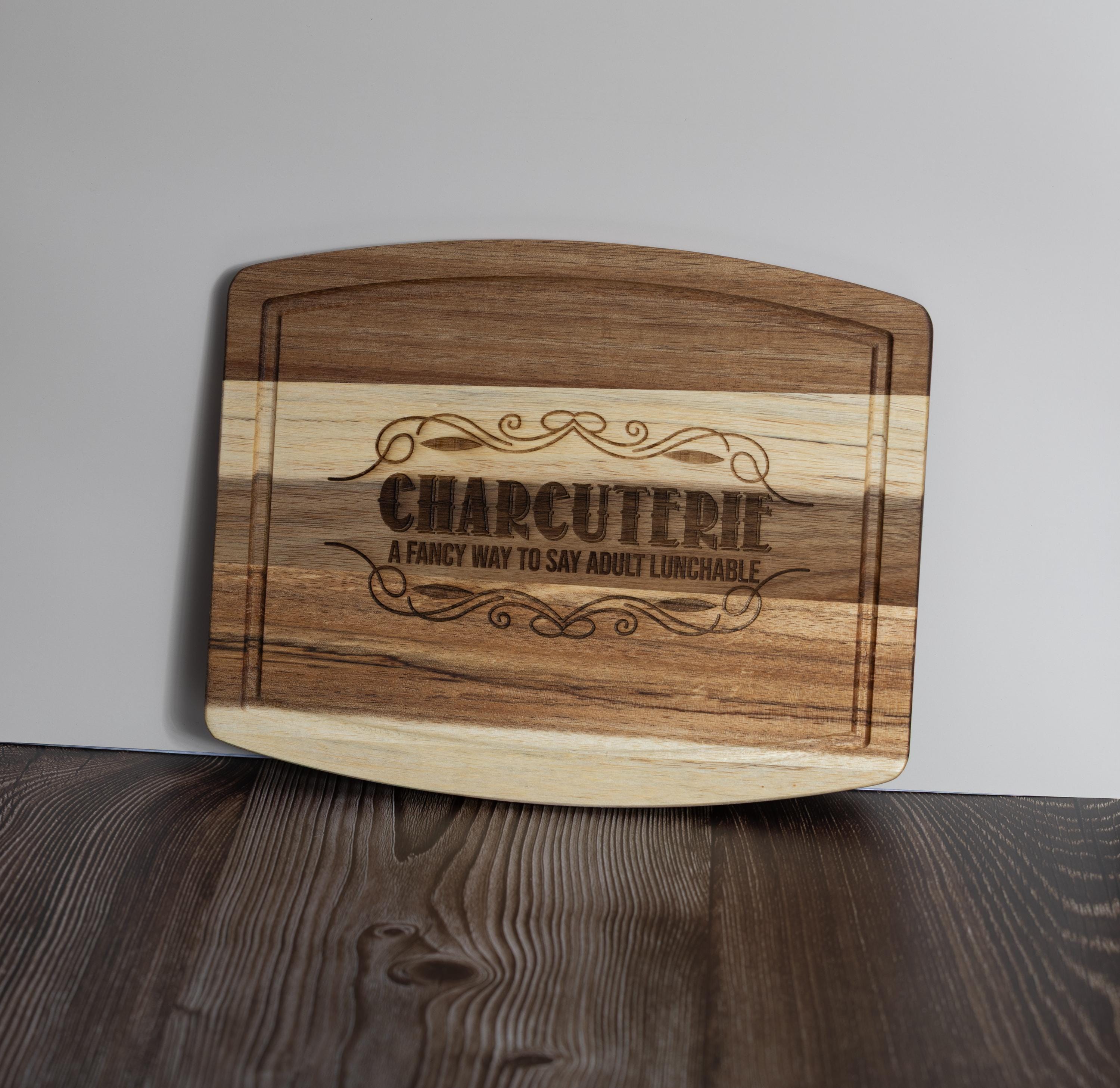 Adult Lunchable Serving Board – Laser Engraved Acacia Wood Charcuterie Tray
