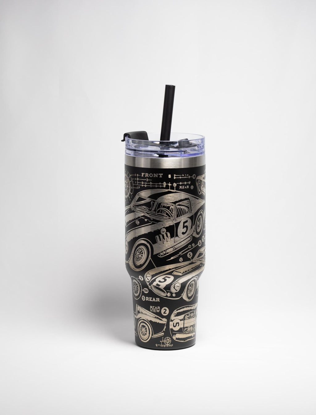 Vintage Race Car Tumbler - 40 oz Stainless Steel, Laser Engraved, Durable Travel Mug