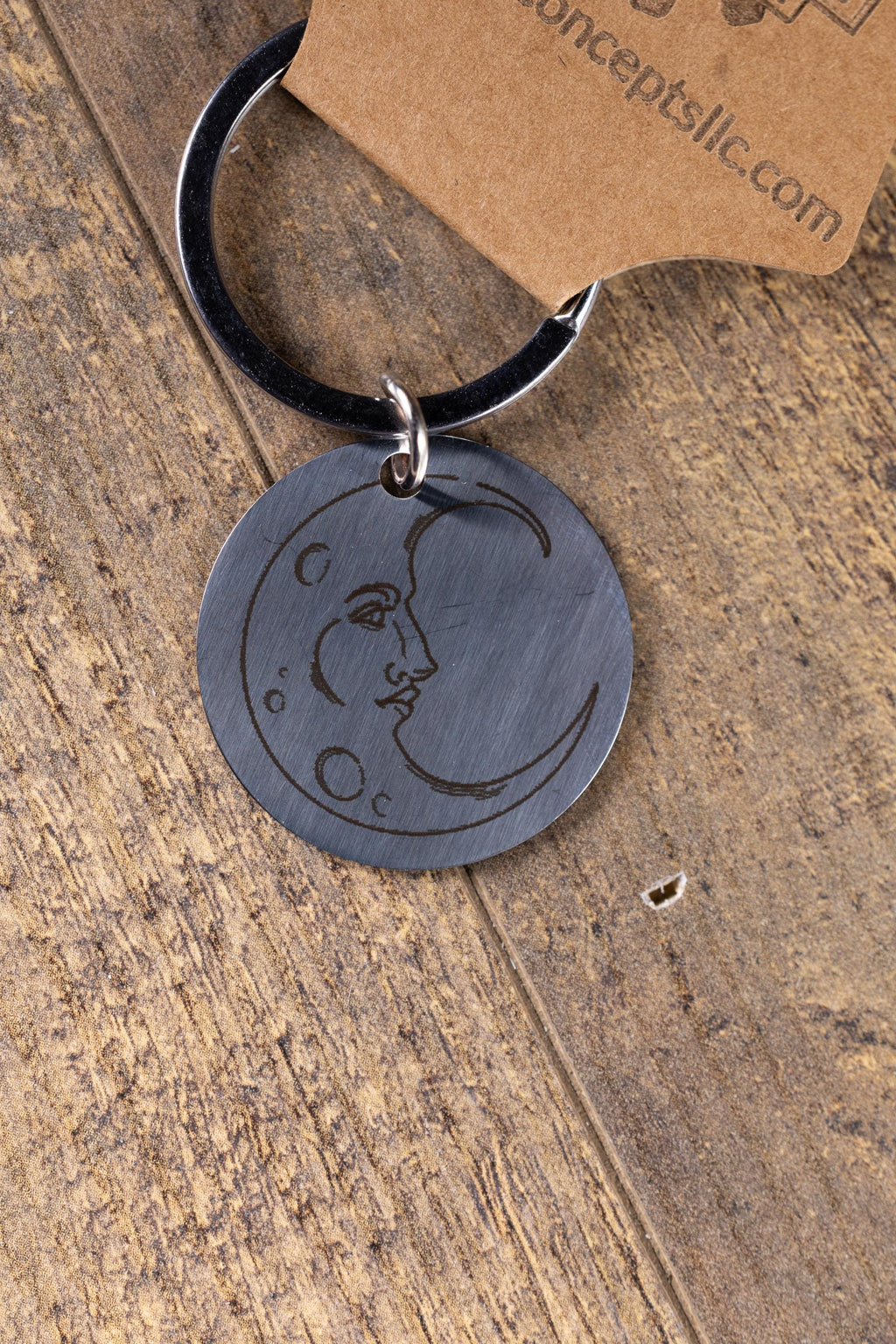 Moon Keychain - Laser Engraved Stainless Steel, Double Sided Moon Phase Accessory