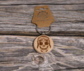 Motorcycle Skull Keychain – Double Sided Engraved Hardwood & Stainless Steel Ring
