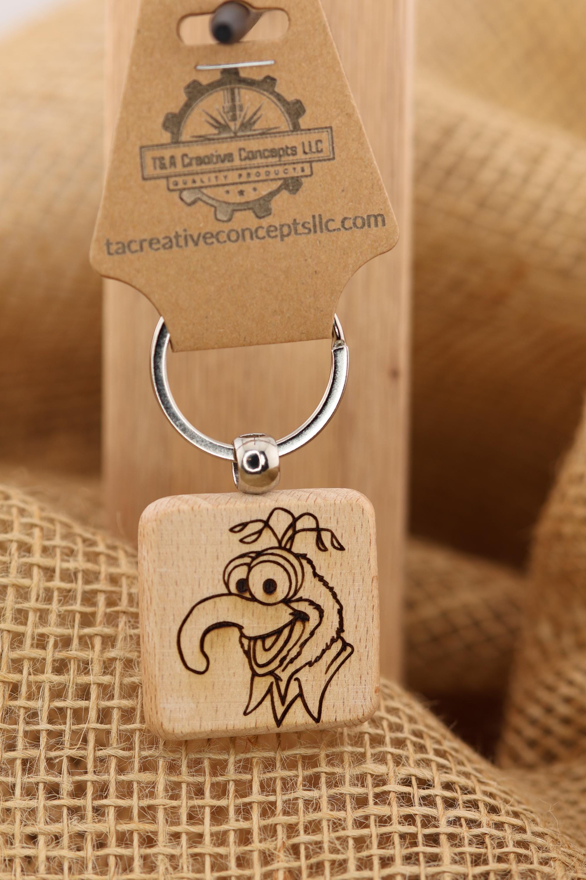 Gonzo Muppets Keychain | Handcrafted Double Sided Hardwood Keychain with Laser Engraved Design