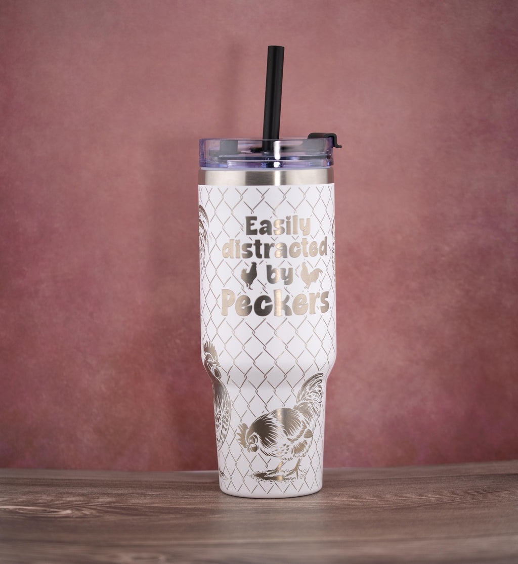 40oz Stainless Steel Tumbler - Double Wall Insulated Drink Cup with Straw Lid