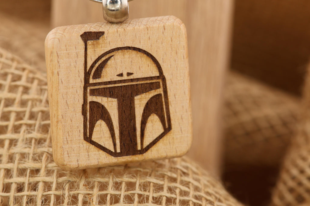 Boba Fett Keychain – Double Sided Hardwood Star Wars Laser Engraved Charm