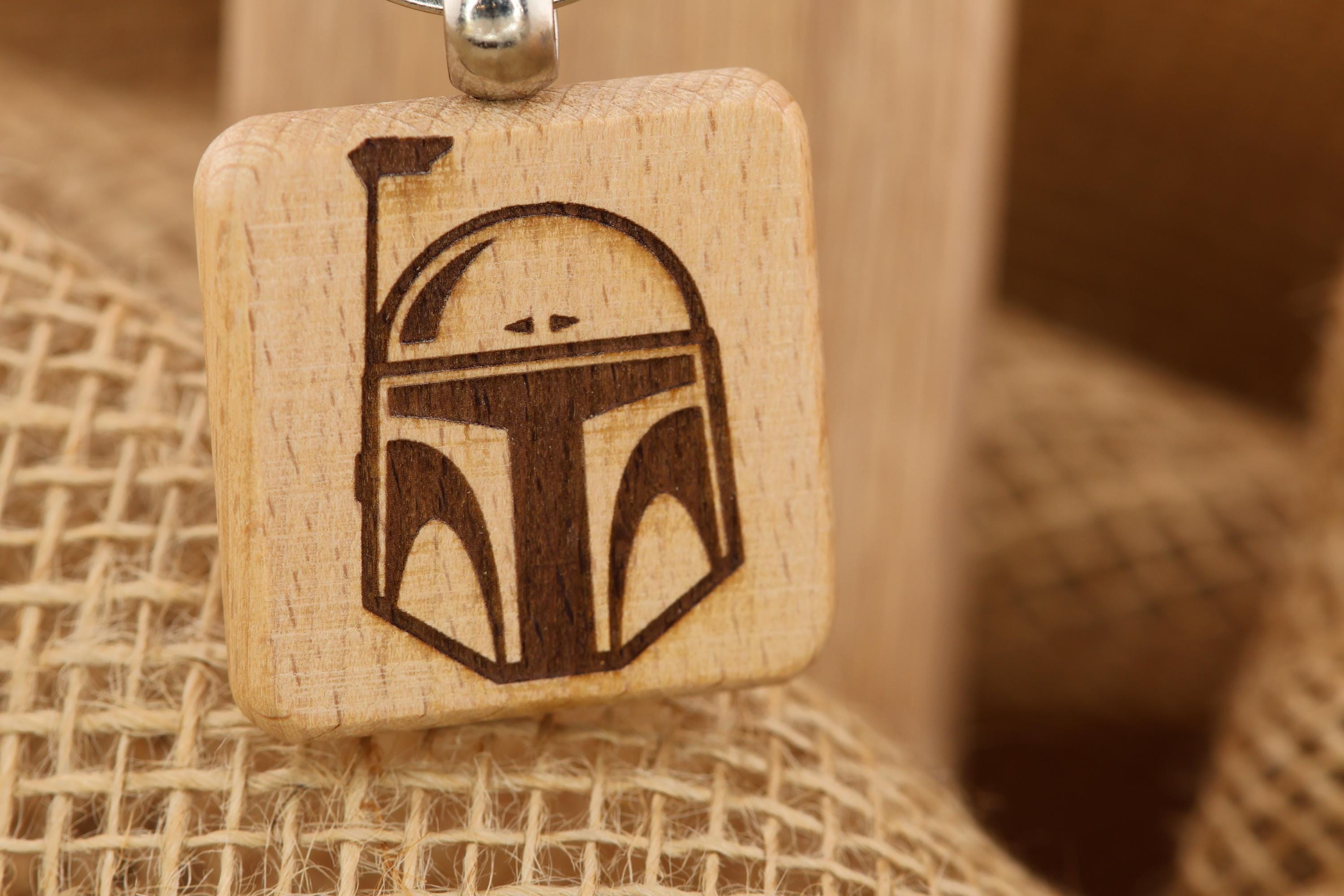Boba Fett Keychain – Double Sided Hardwood Star Wars Laser Engraved Charm