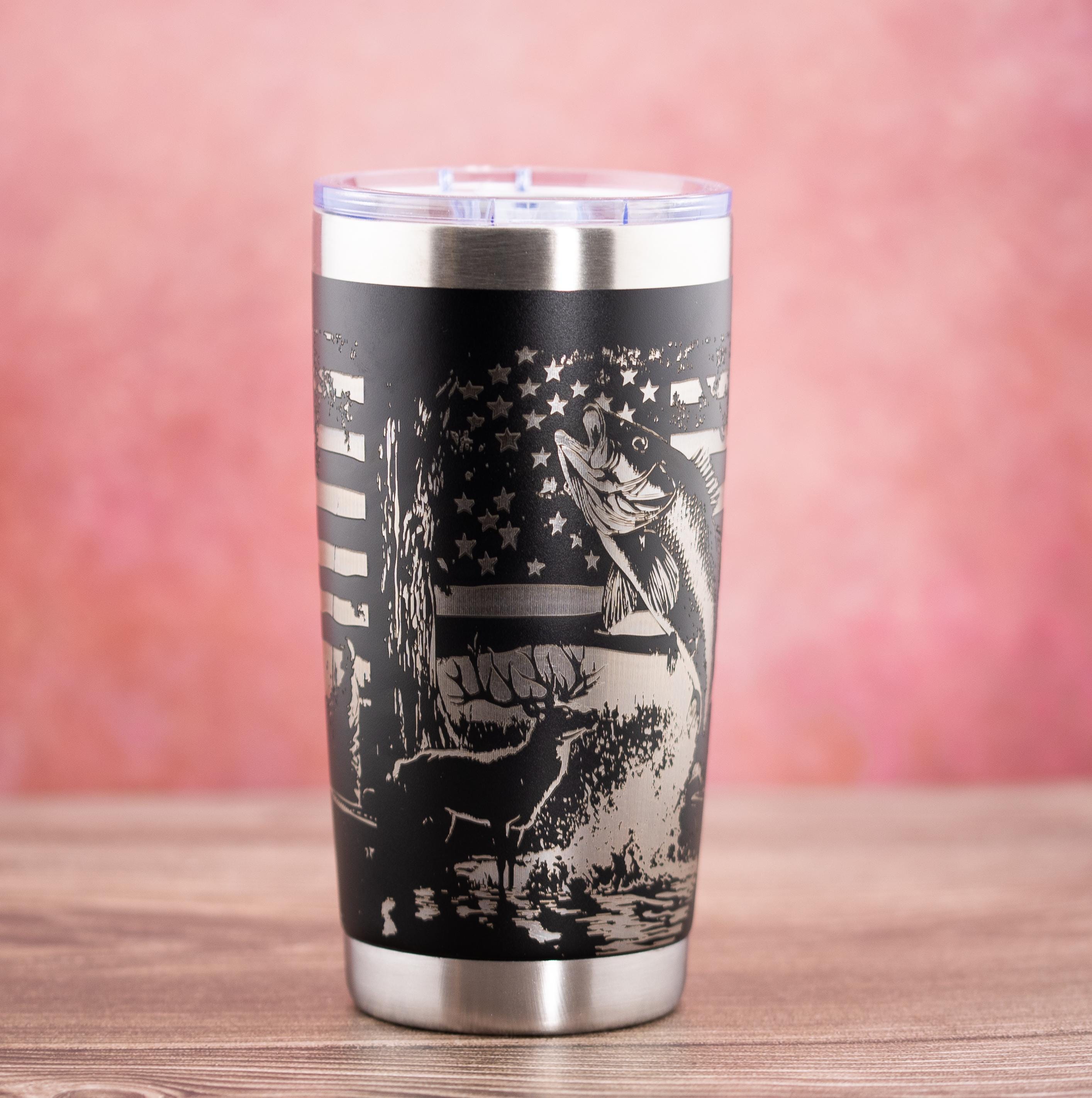 20oz Insulated Tumbler - Stainless Steel Double Wall Vacuum Engraved Flag Design