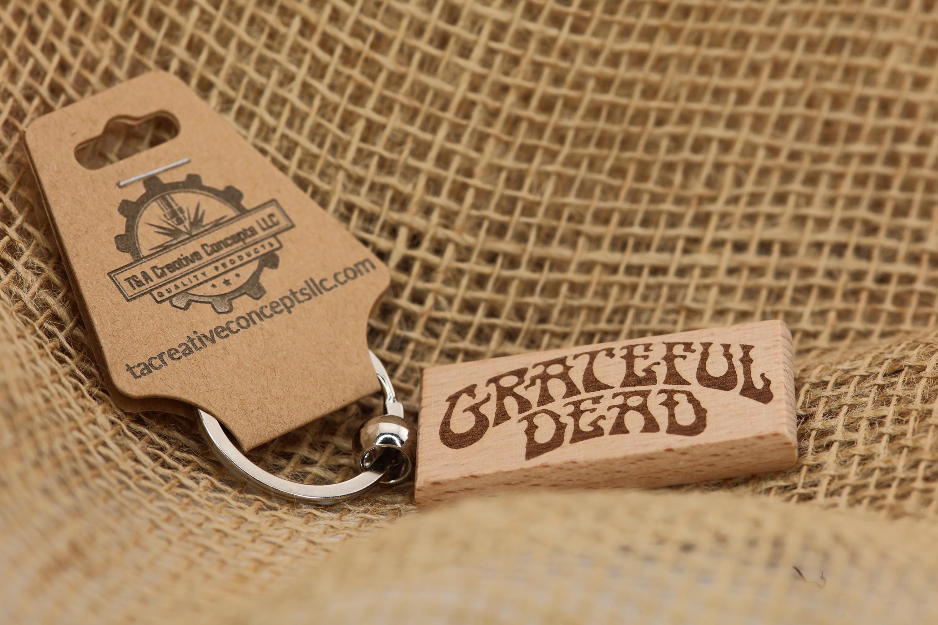 Grateful Dead Keychain – Laser Engraved Hardwood With Durable Steel Ring