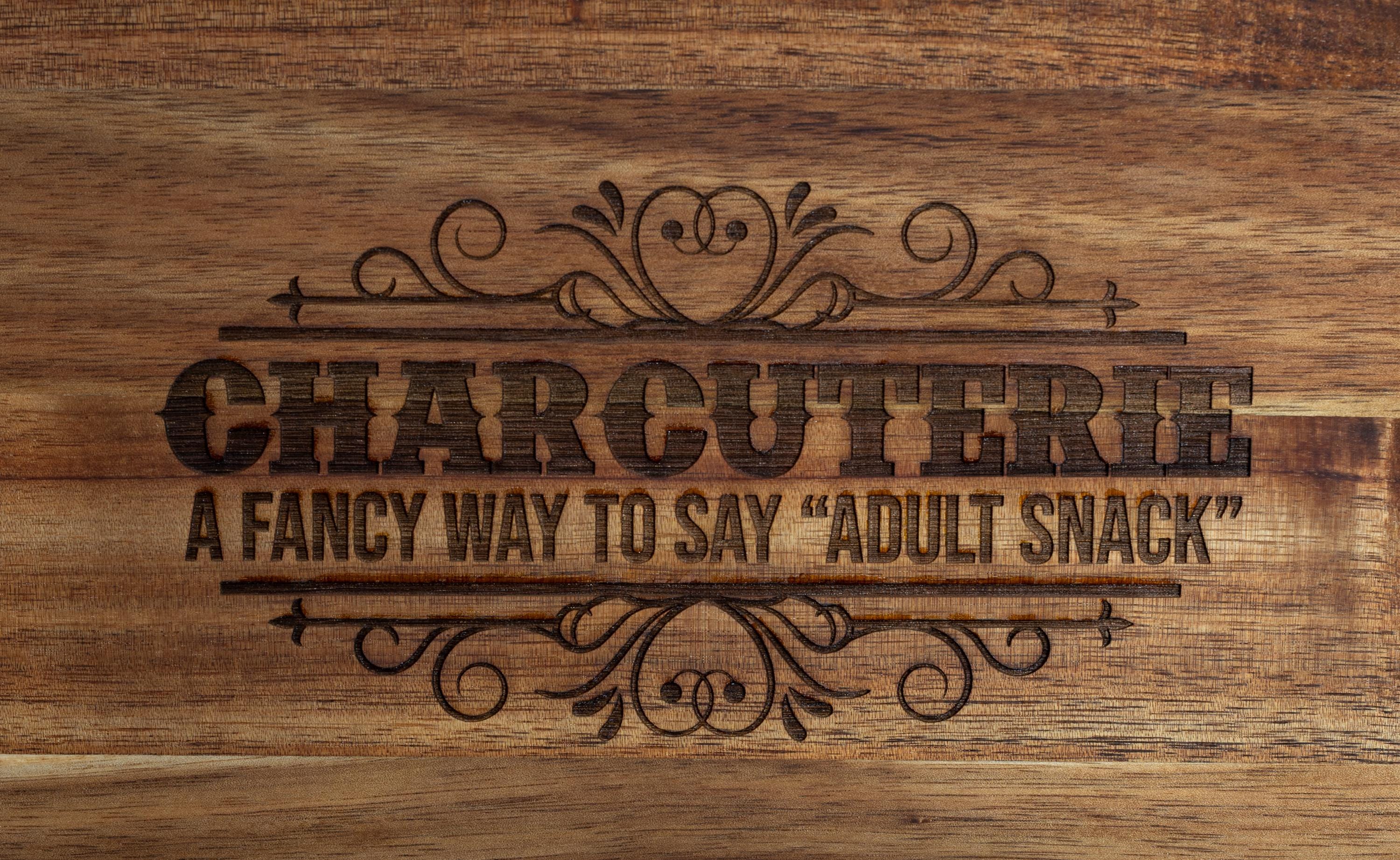 Funny Adult Snack Board - Acacia Wood Charcuterie Serving Tray | Laser Engraved Gift
