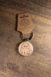 Cat Wood Keychain – Handmade Cat Charm With Laser Engraved Wood Grain