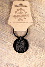 Black Stainless Steel Keychain - Laser Engraved American Eagle Design, Rust Resistant