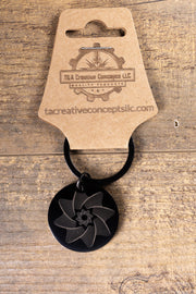 Matte Black Star Keychain - Double-Sided Laser Engraved Spiral Design, Durable Steel