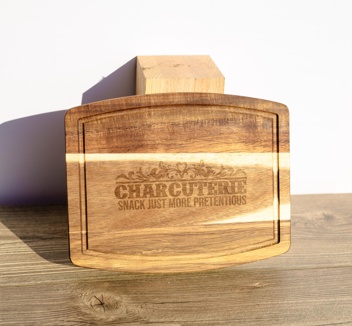 Acacia Charcuterie Board - Rustic Serving Tray With Laser Engraved Design