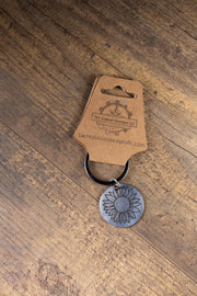 Sunflower Keychain – Polished Stainless Steel Floral Charm | Laser Engraved Accessory