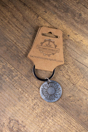 Sunflower Keychain – Polished Stainless Steel Floral Charm | Laser Engraved Accessory