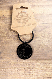 Moon Keychain – Black Stainless Steel | Laser Engraved Celestial Night Sky Accessory